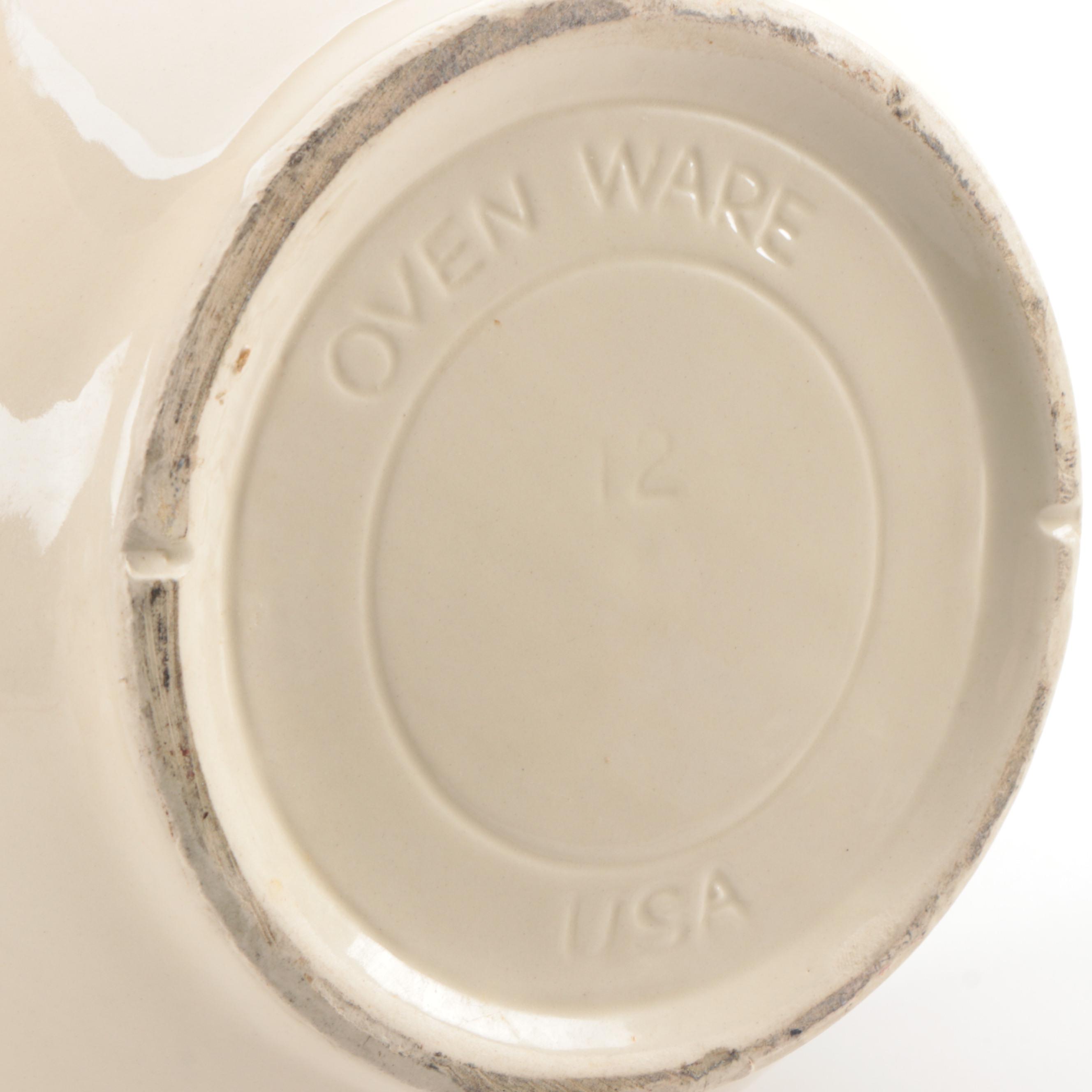 McCoy Pottery Blue and Pink Stripe Mixing Bowls, Early to Mid-20th Century