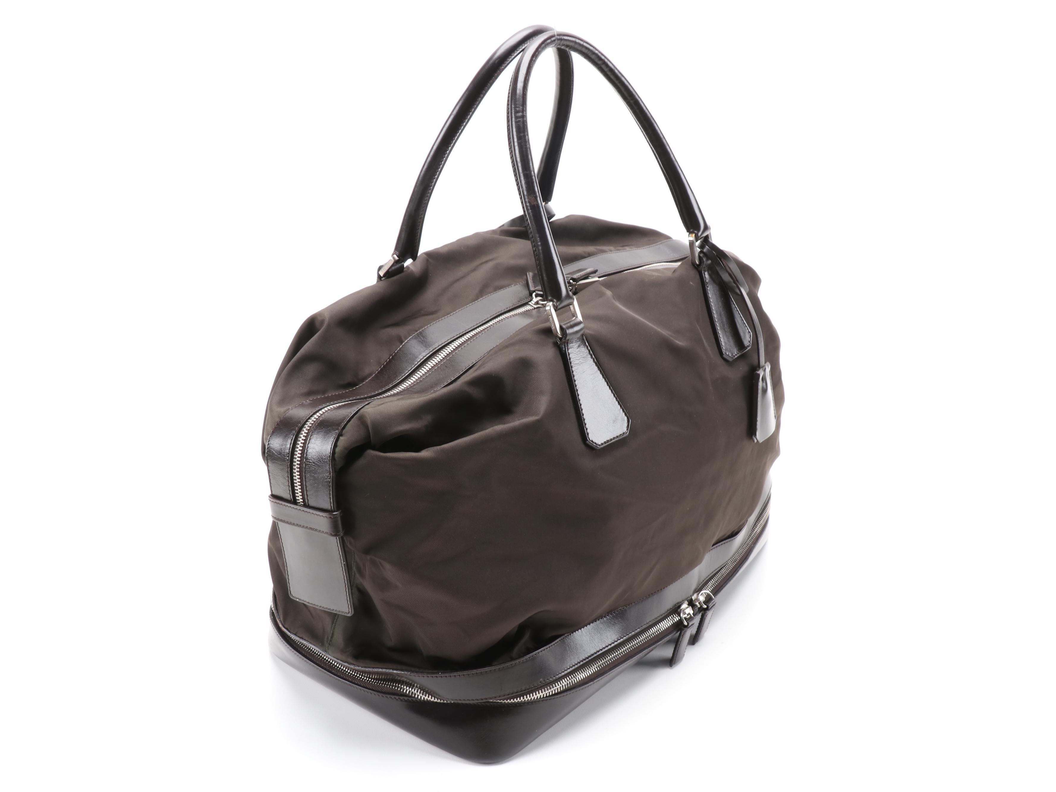 Prada Ebano Tessuto Nylon and Leather Travel Bag