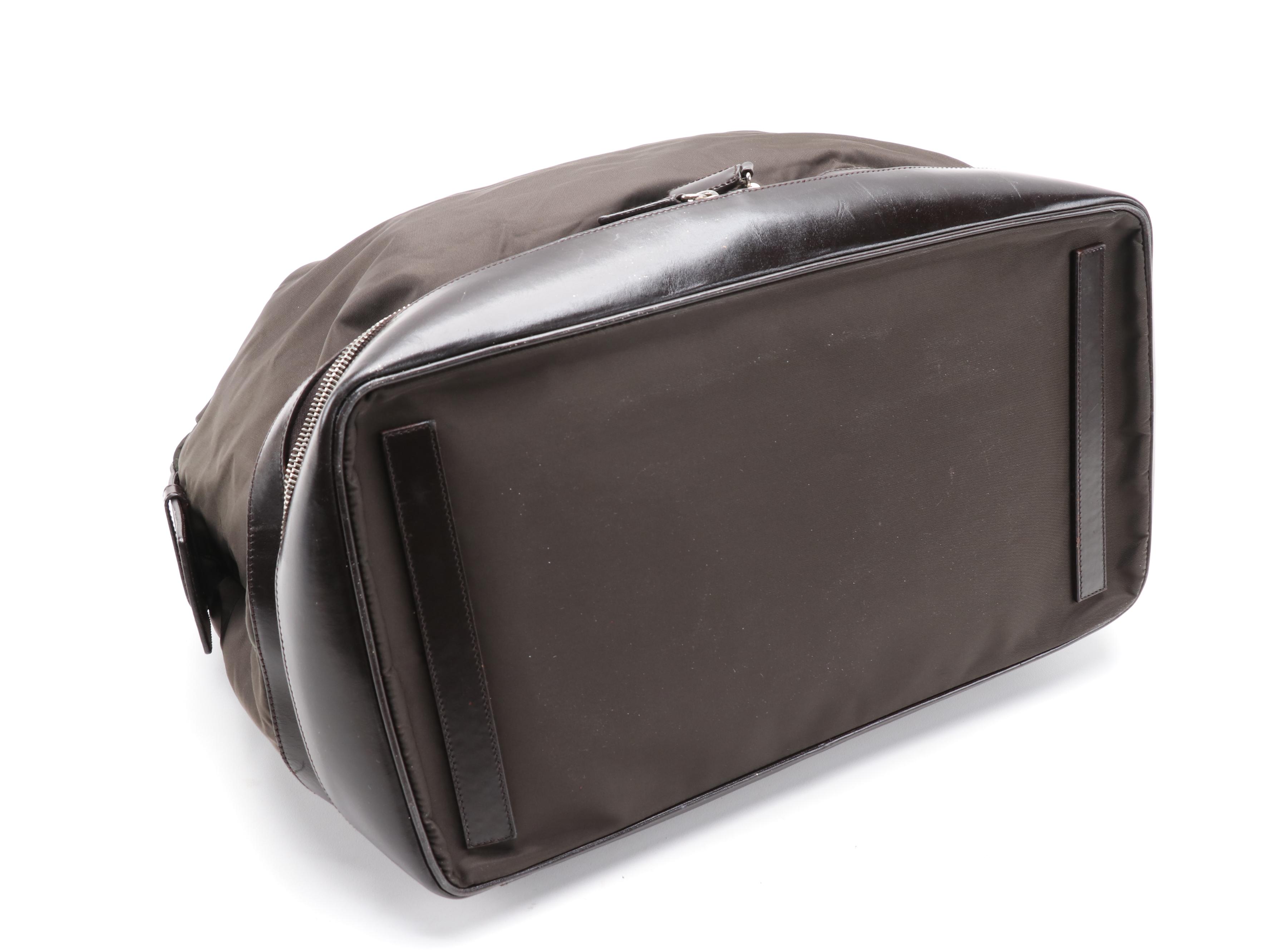 Prada Ebano Tessuto Nylon and Leather Travel Bag