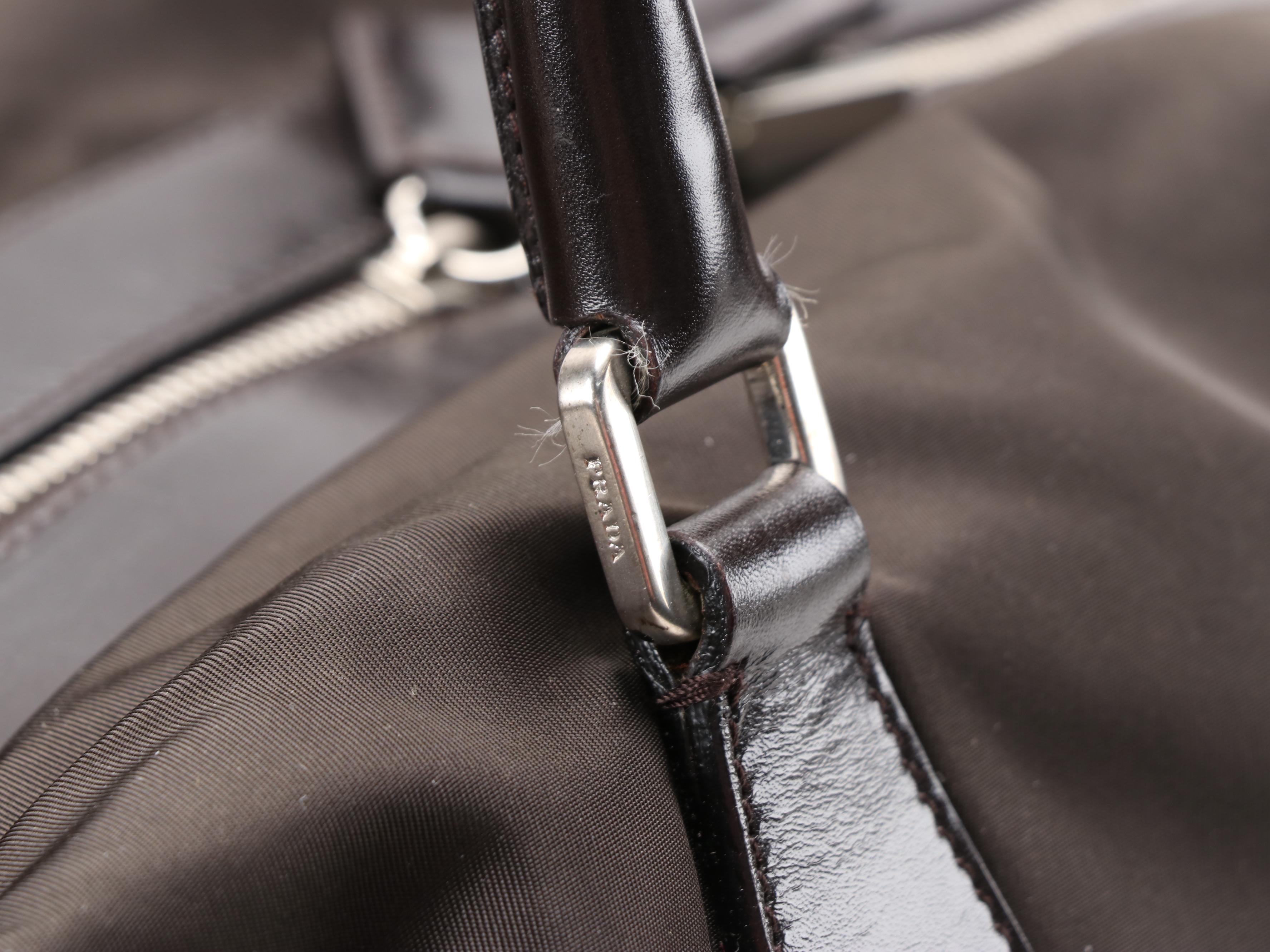 Prada Ebano Tessuto Nylon and Leather Travel Bag