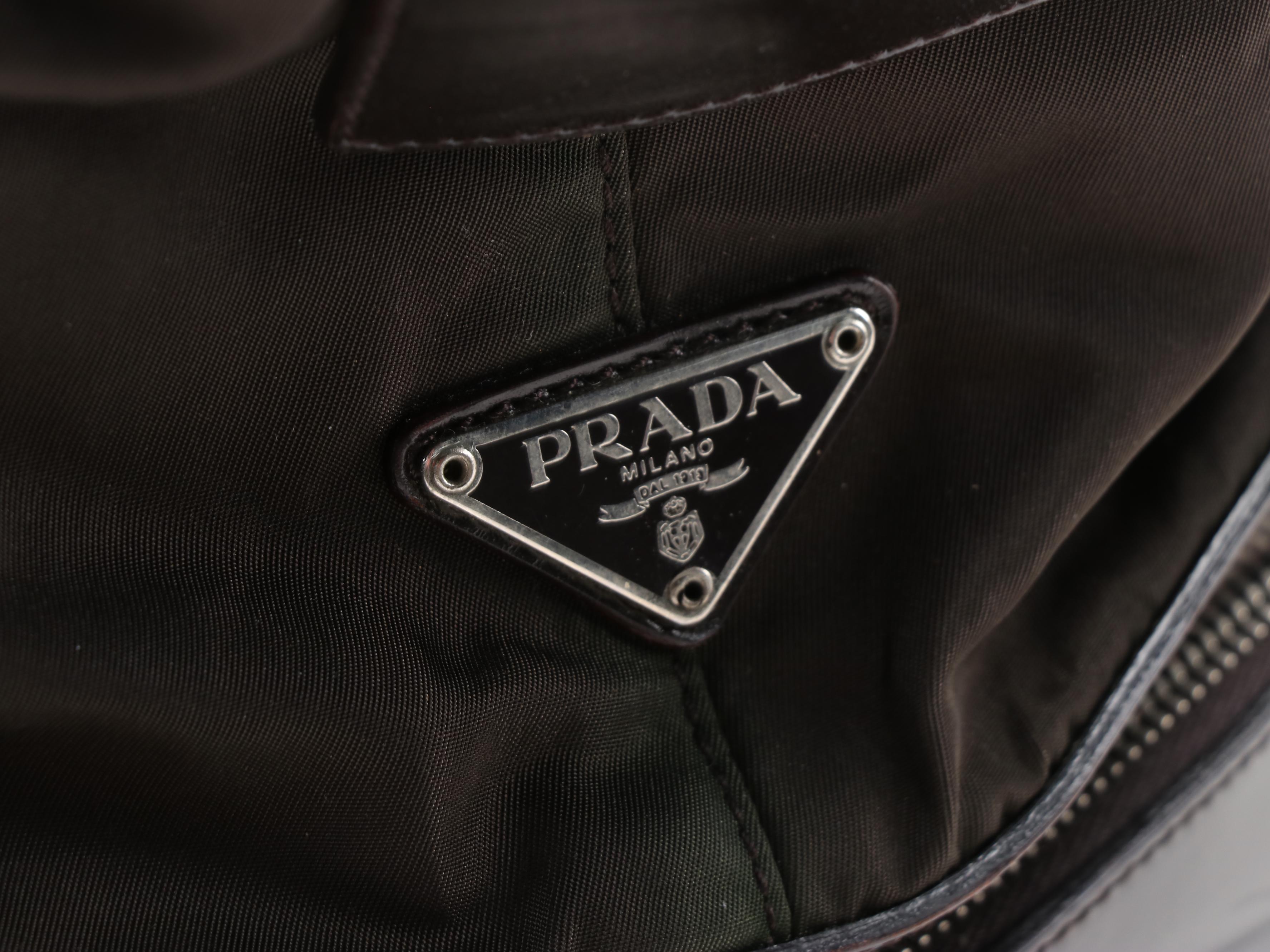 Prada Ebano Tessuto Nylon and Leather Travel Bag