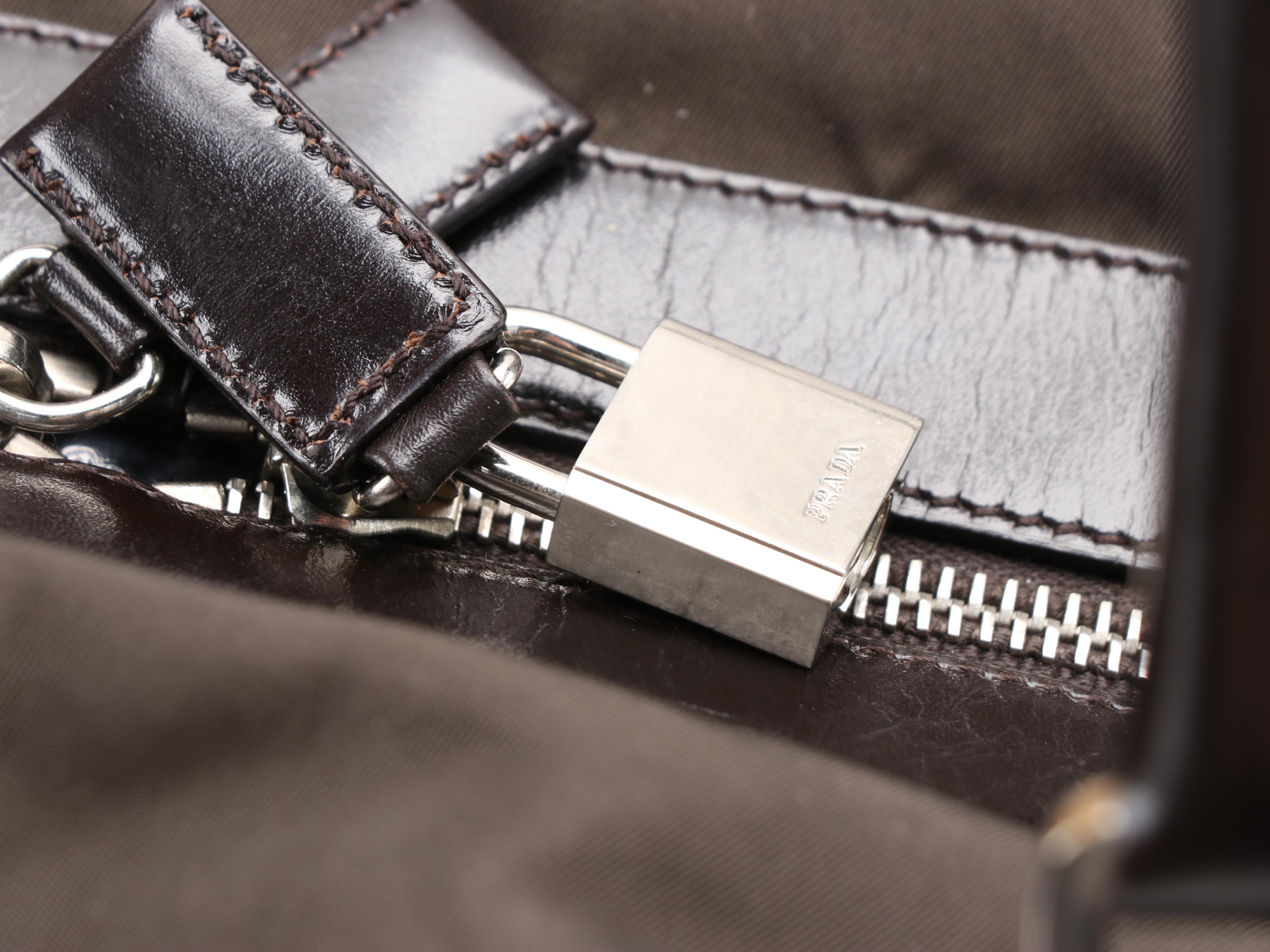 Prada Ebano Tessuto Nylon and Leather Travel Bag