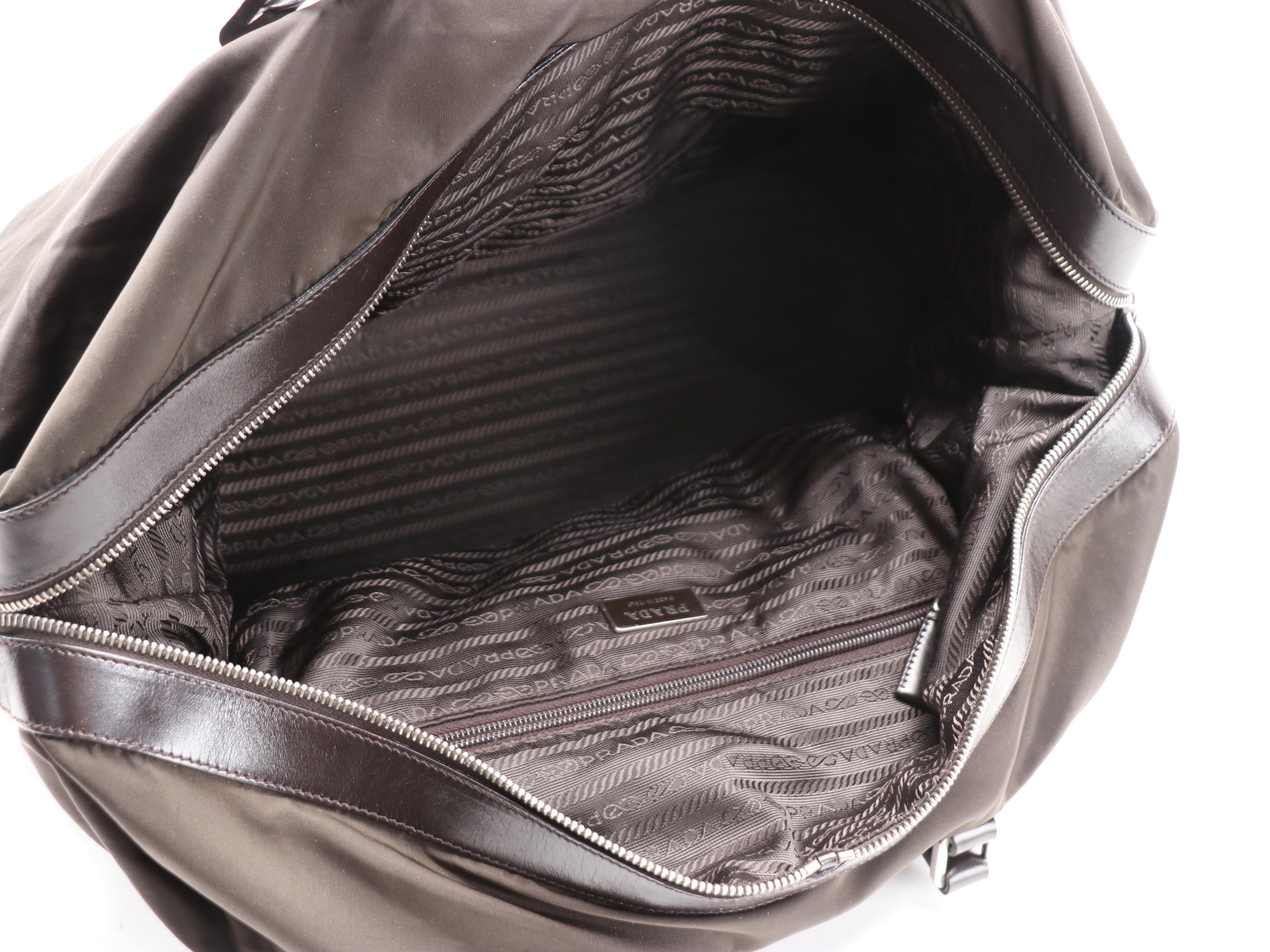 Prada Ebano Tessuto Nylon and Leather Travel Bag