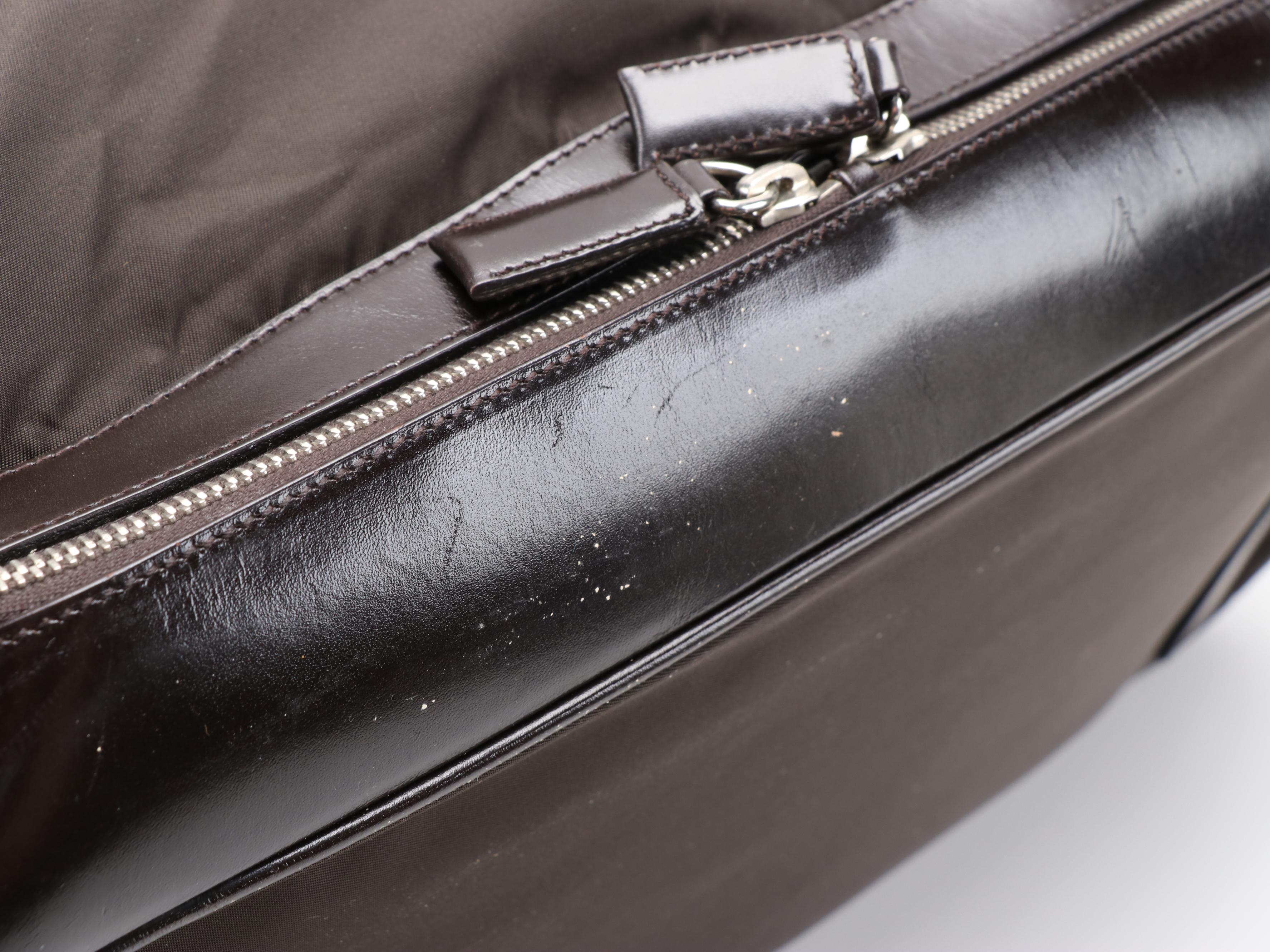 Prada Ebano Tessuto Nylon and Leather Travel Bag