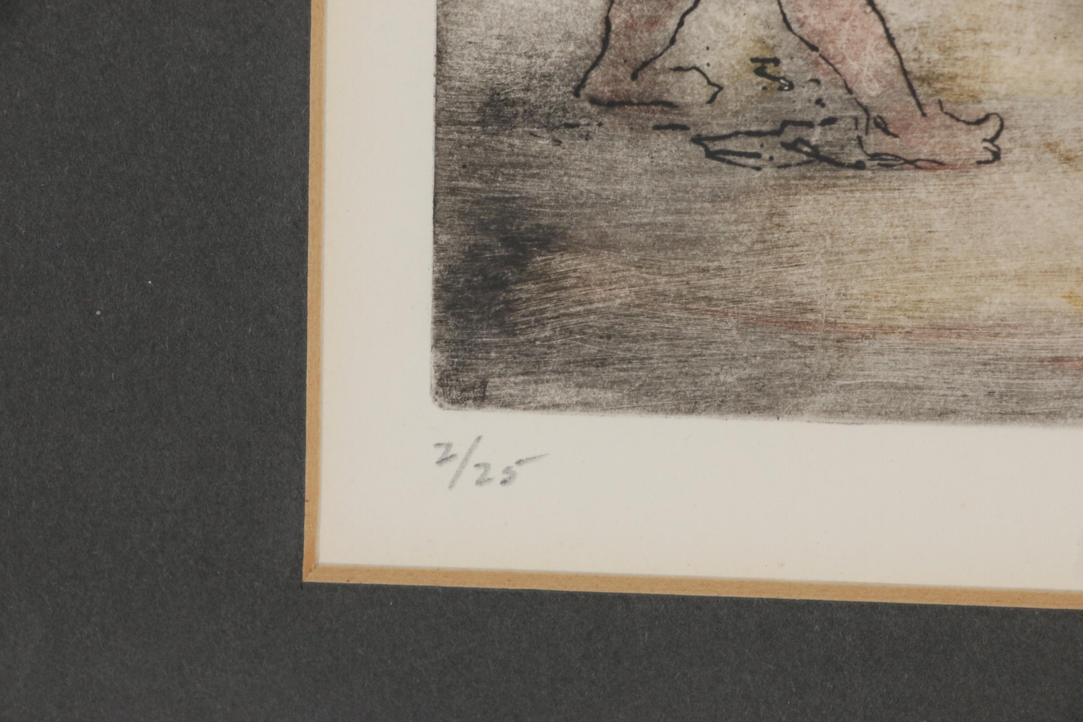 Sarah Carothers Rhode Etching "Beach People," 20th Century