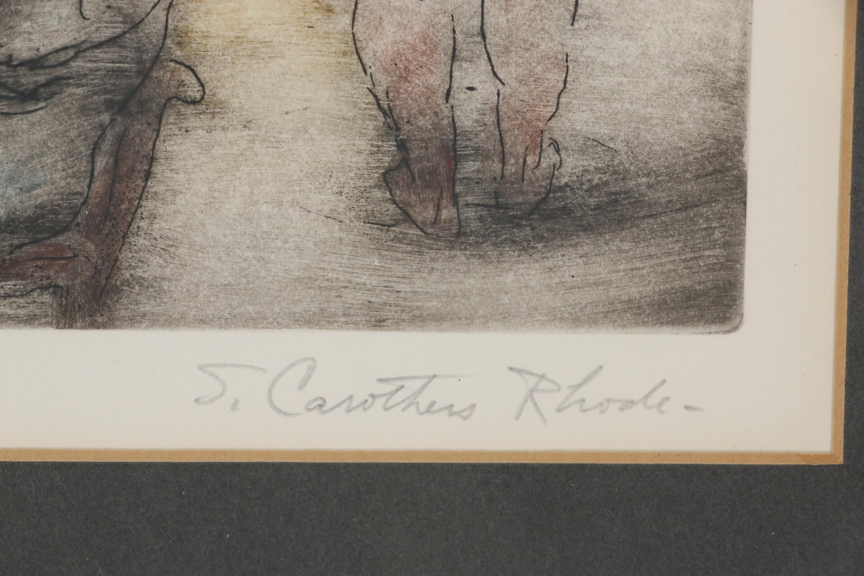 Sarah Carothers Rhode Etching "Beach People," 20th Century