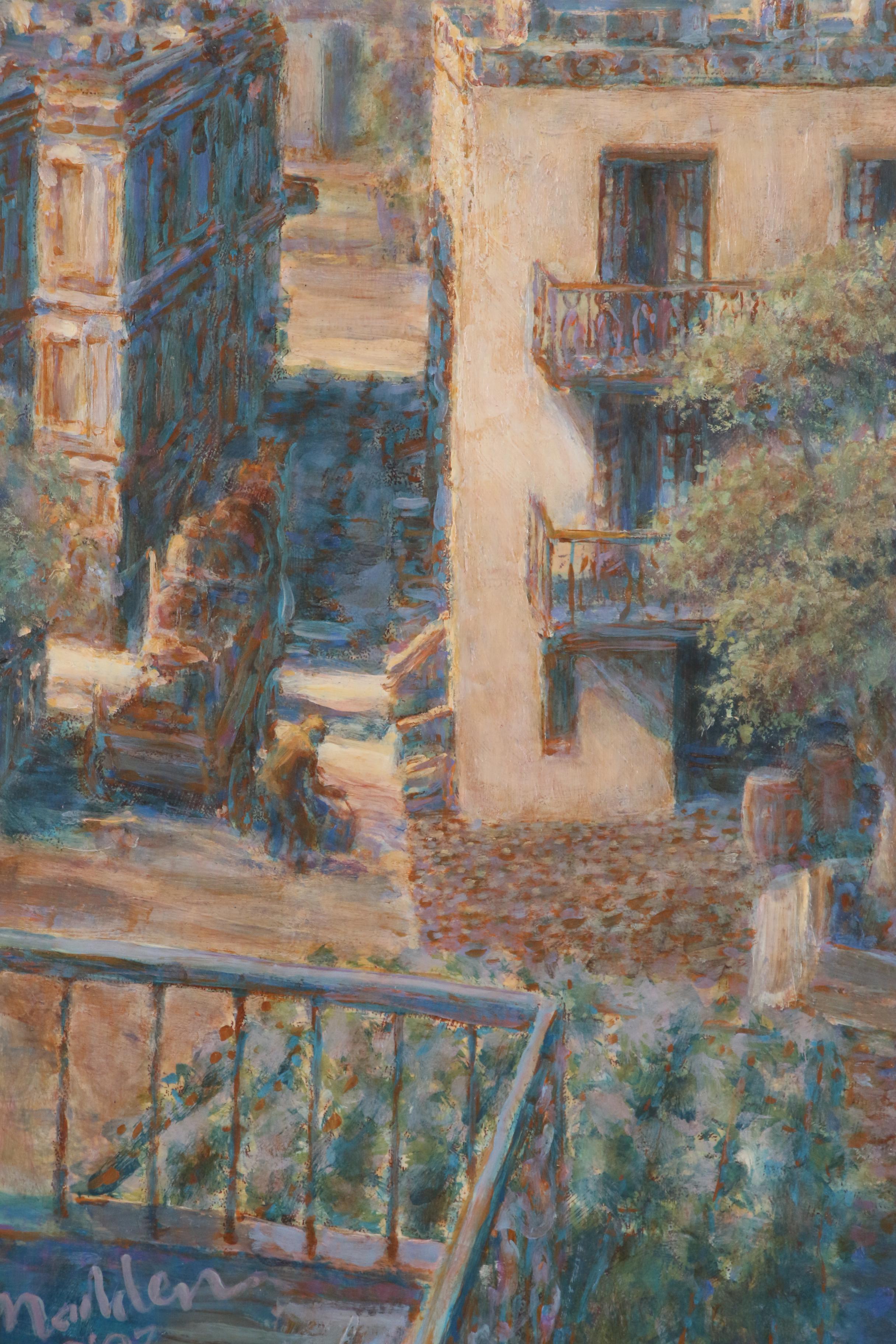 Joseph Madden Cityscape Acrylic Painting, 1997