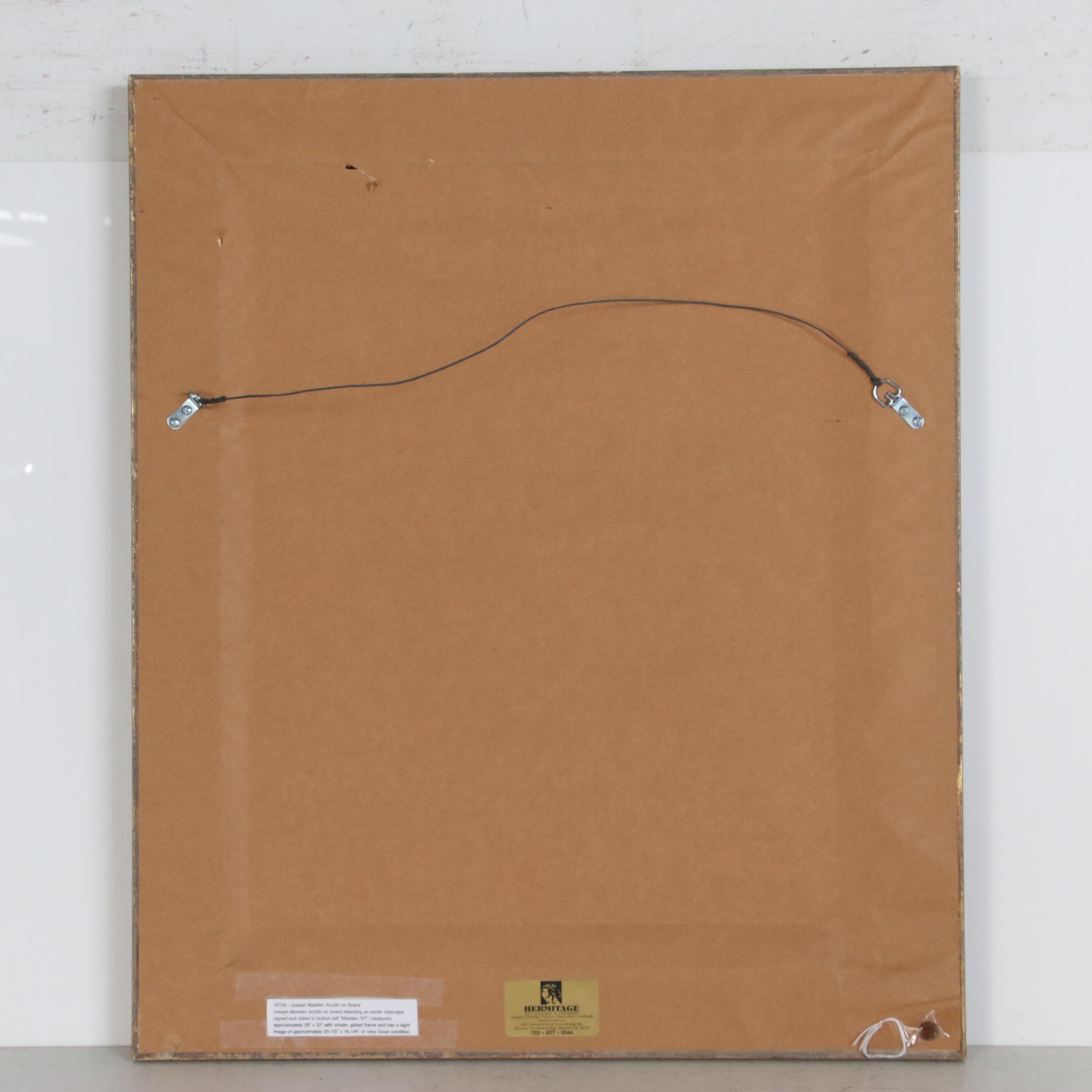 Joseph Madden Cityscape Acrylic Painting, 1997