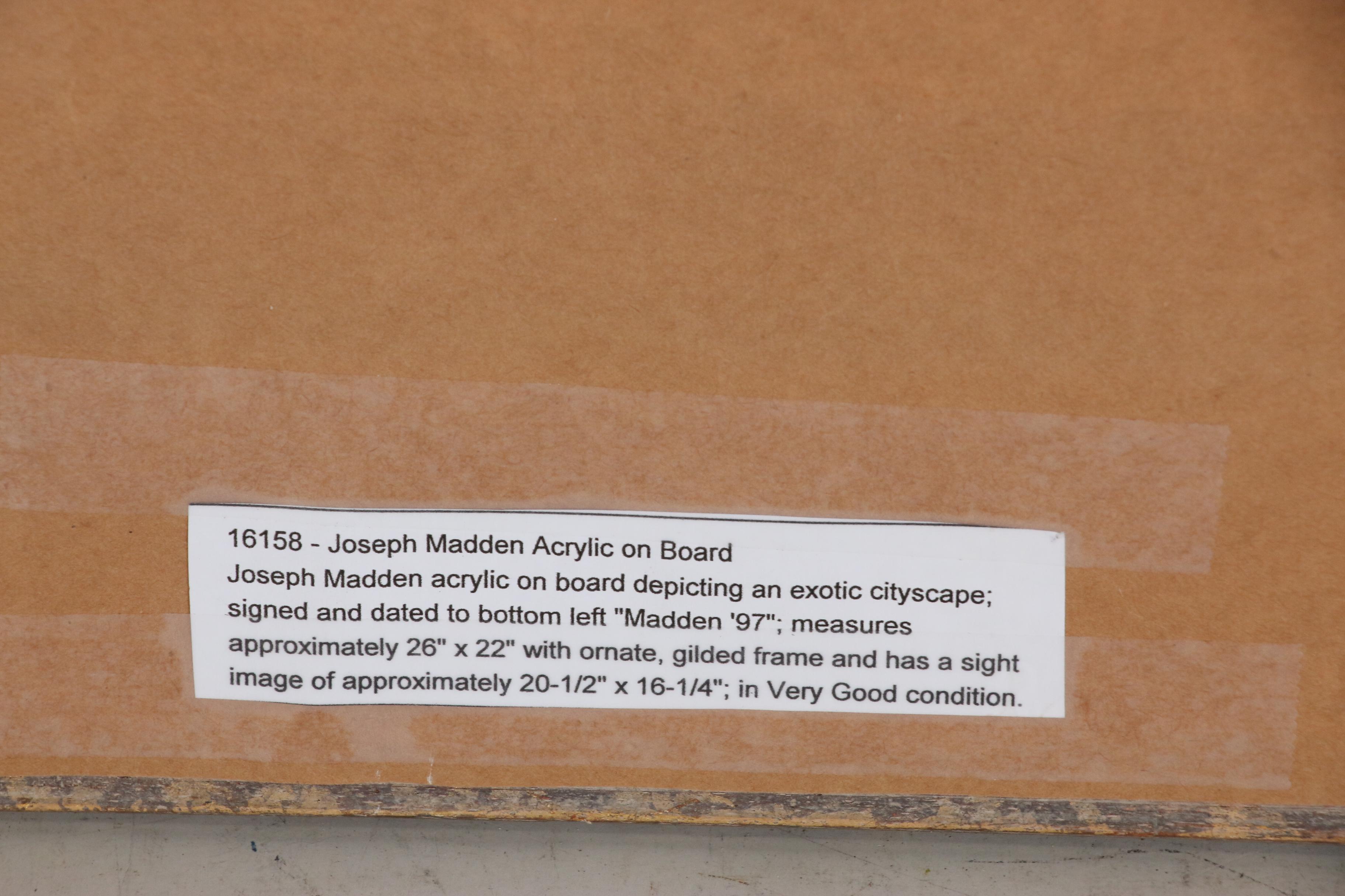 Joseph Madden Cityscape Acrylic Painting, 1997