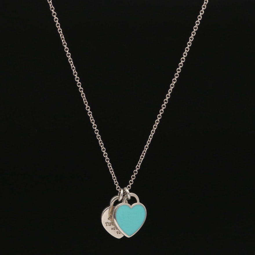 Tiffany & Co. "Return to Tiffany" Mini Double Heart Tag Pendant Necklace
