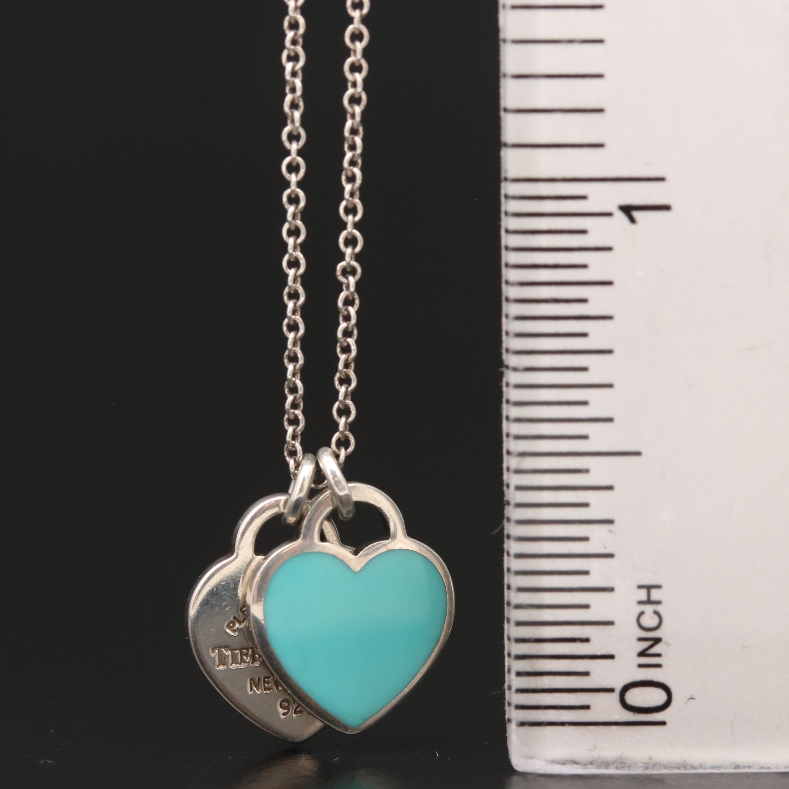 Tiffany & Co. "Return to Tiffany" Mini Double Heart Tag Pendant Necklace