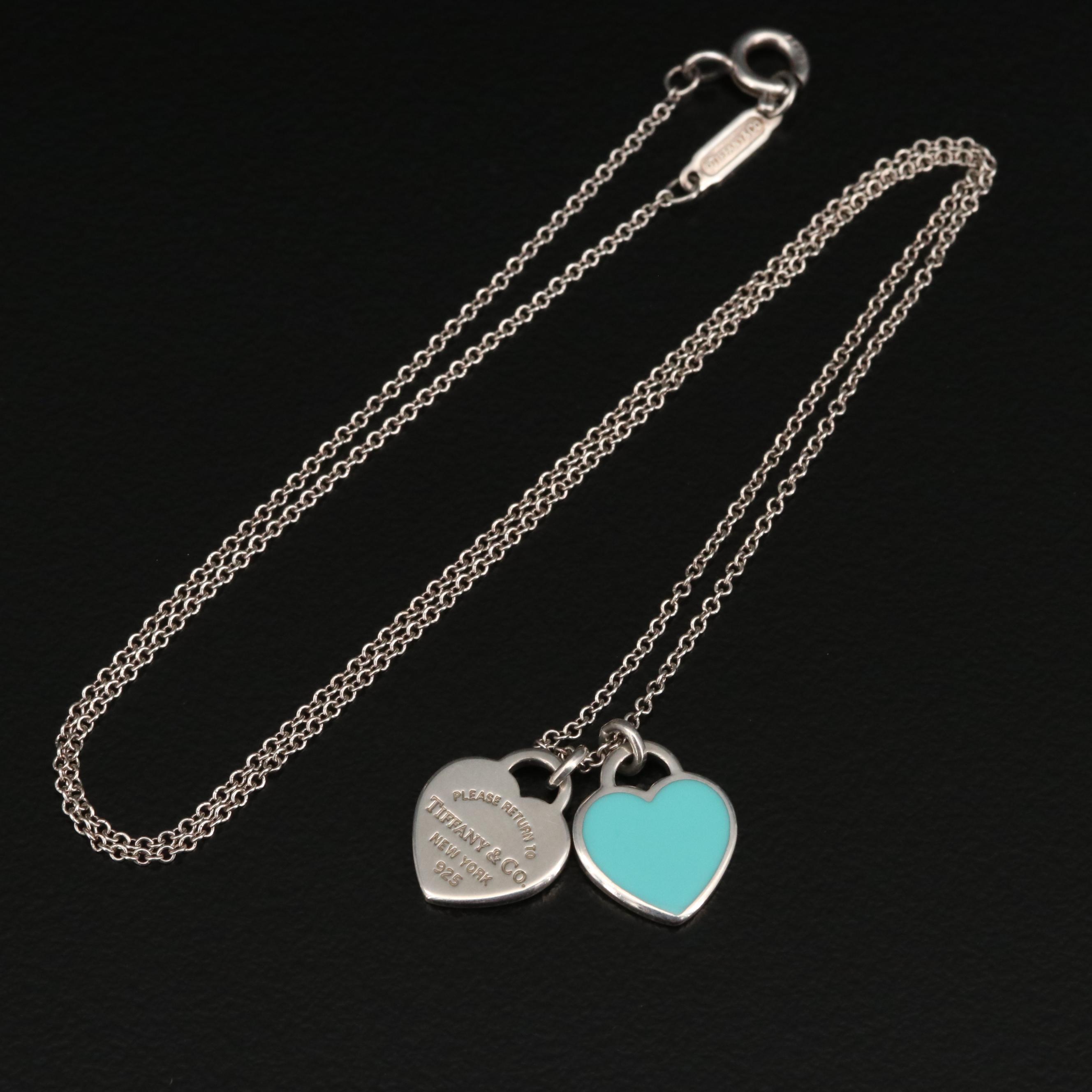Tiffany & Co. "Return to Tiffany" Mini Double Heart Tag Pendant Necklace