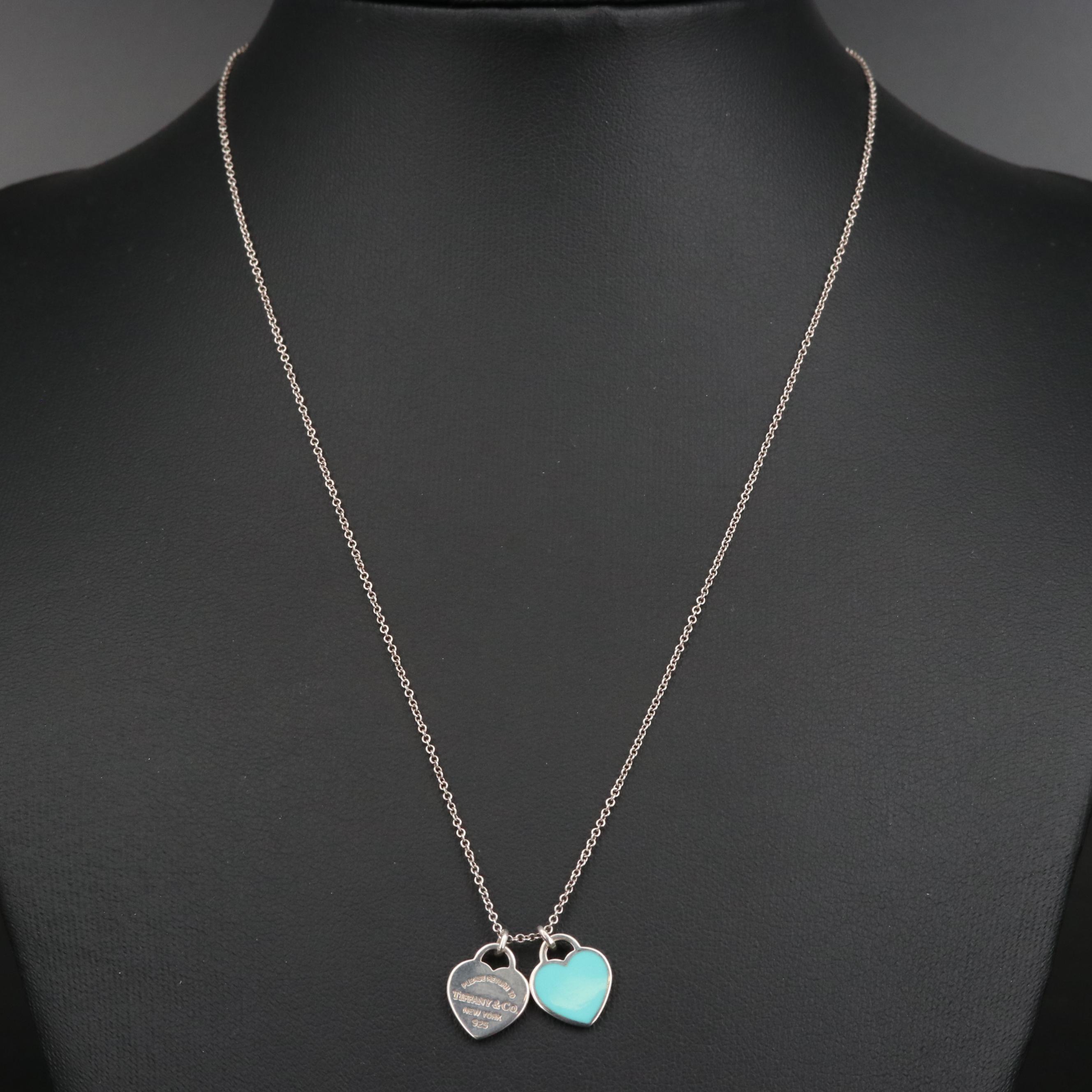Tiffany & Co. "Return to Tiffany" Mini Double Heart Tag Pendant Necklace