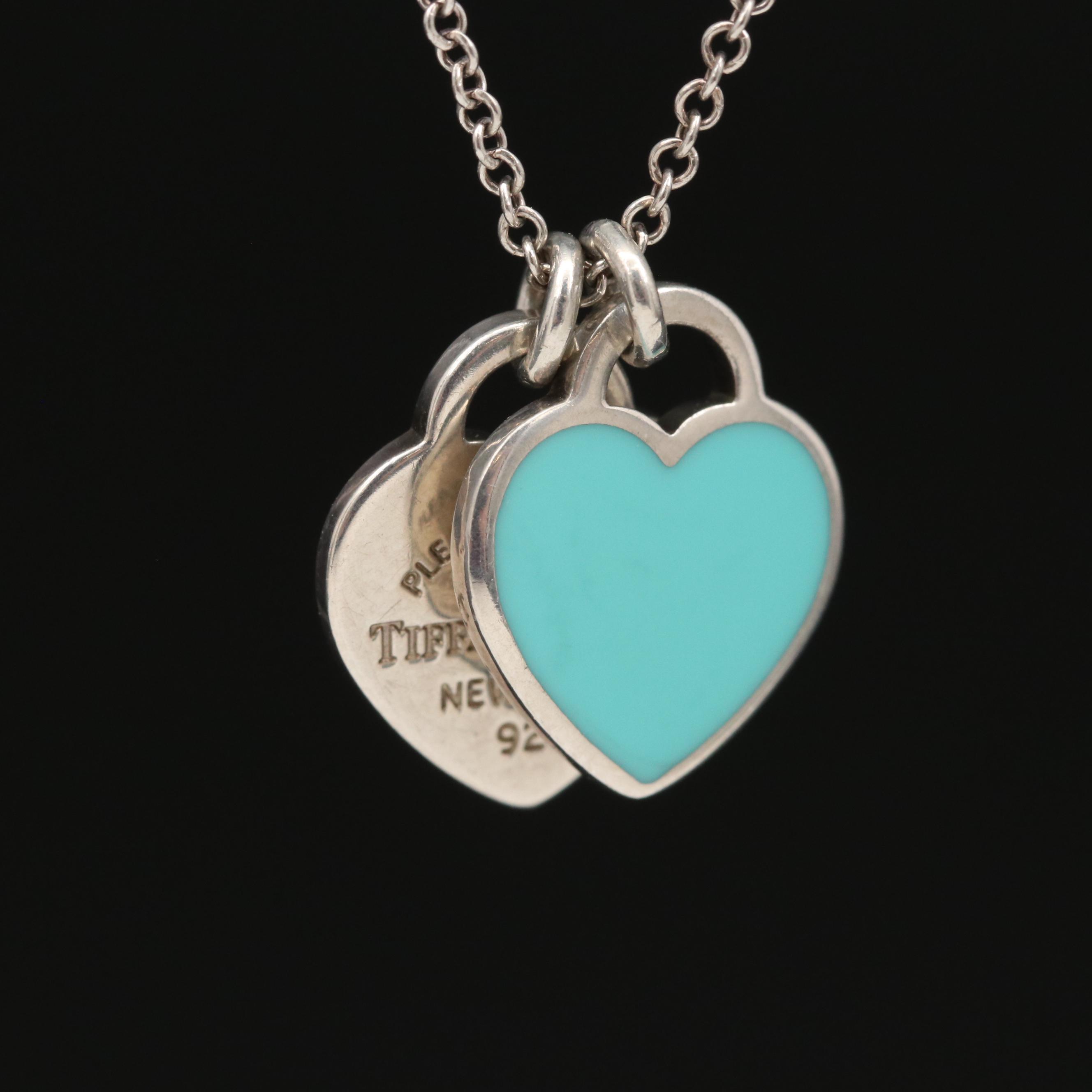 Tiffany & Co. "Return to Tiffany" Mini Double Heart Tag Pendant Necklace