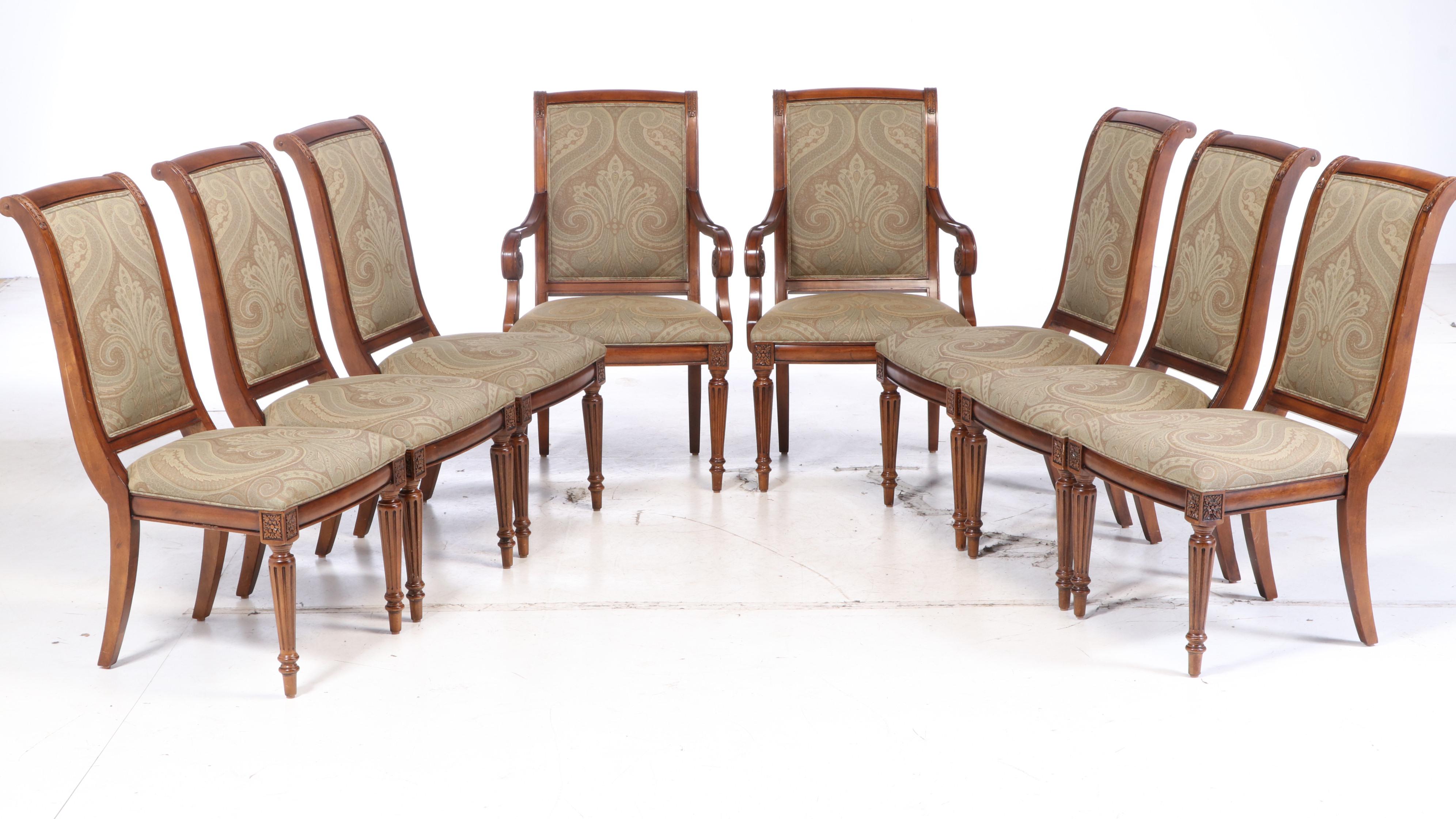 Ethan Allen "Goodwin" Dining Table and Eight "Adison" Chairs
