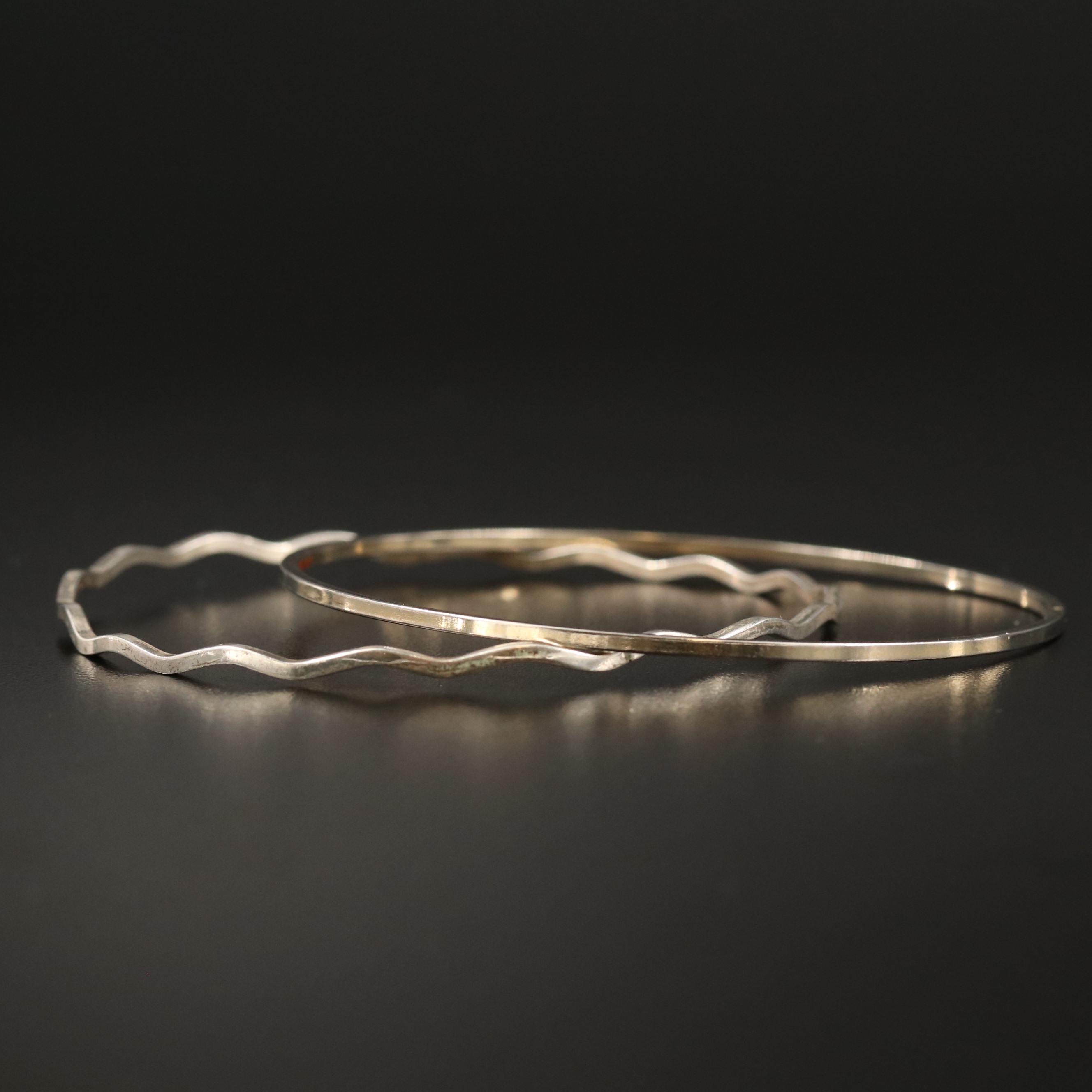 Bangle Bracelets Including Sterling, Wave, Criss Crossed and Twisted