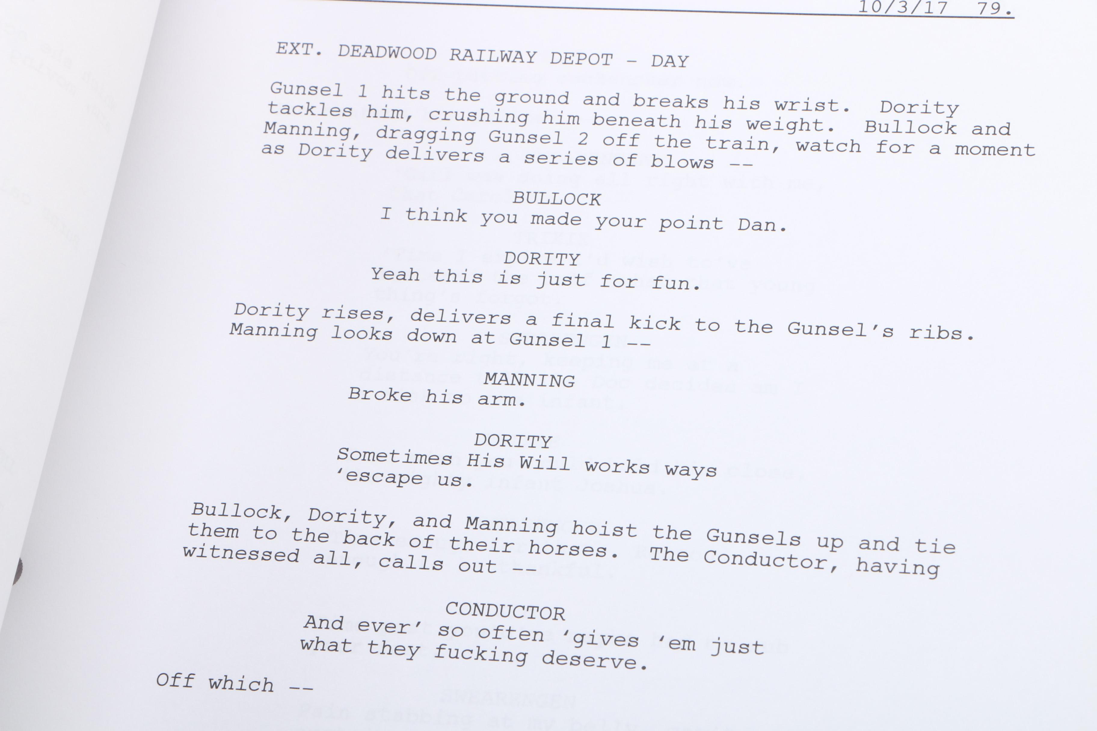 David Milch Signed and Personalized "Deadwood" Script