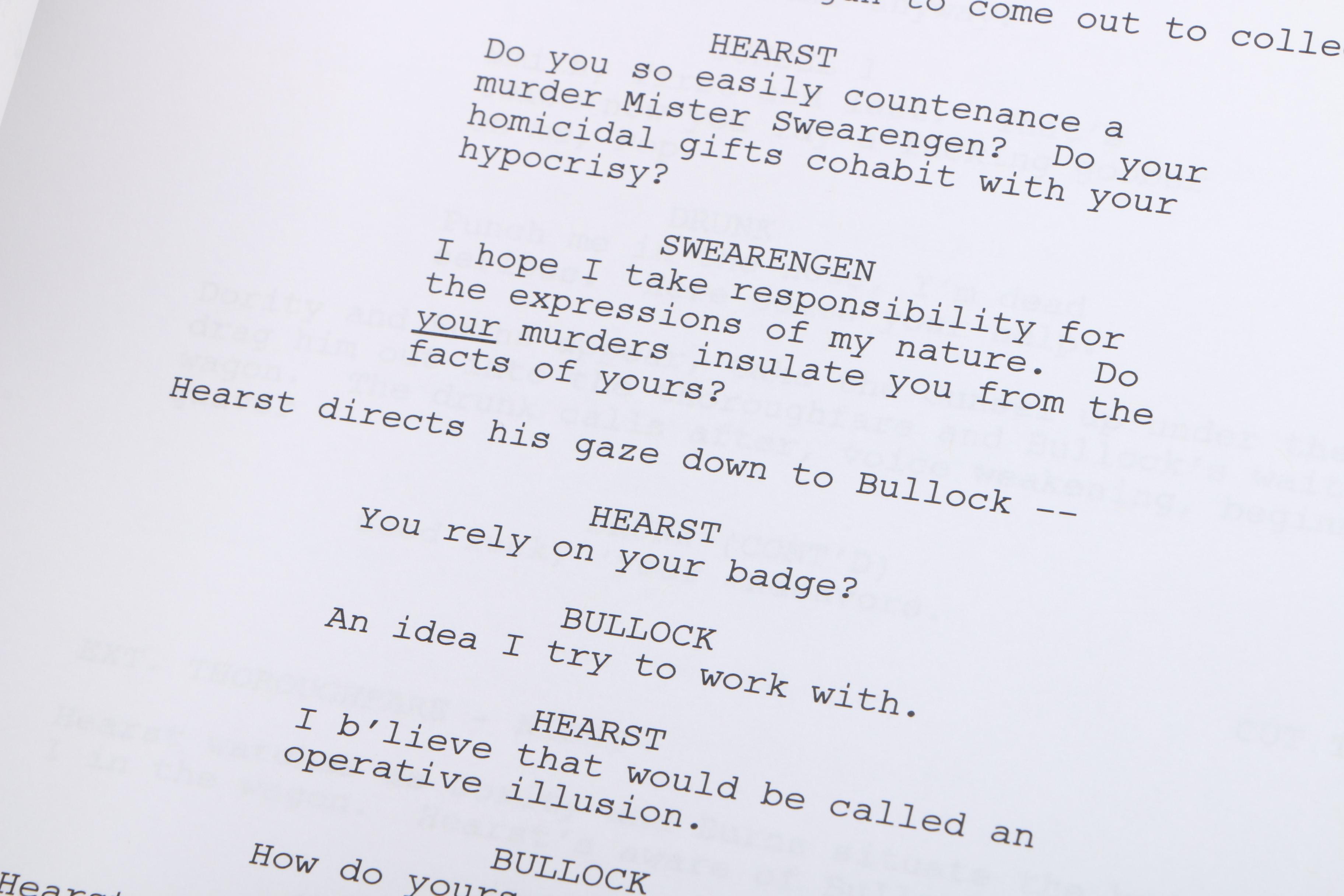 David Milch Signed and Personalized "Deadwood" Script