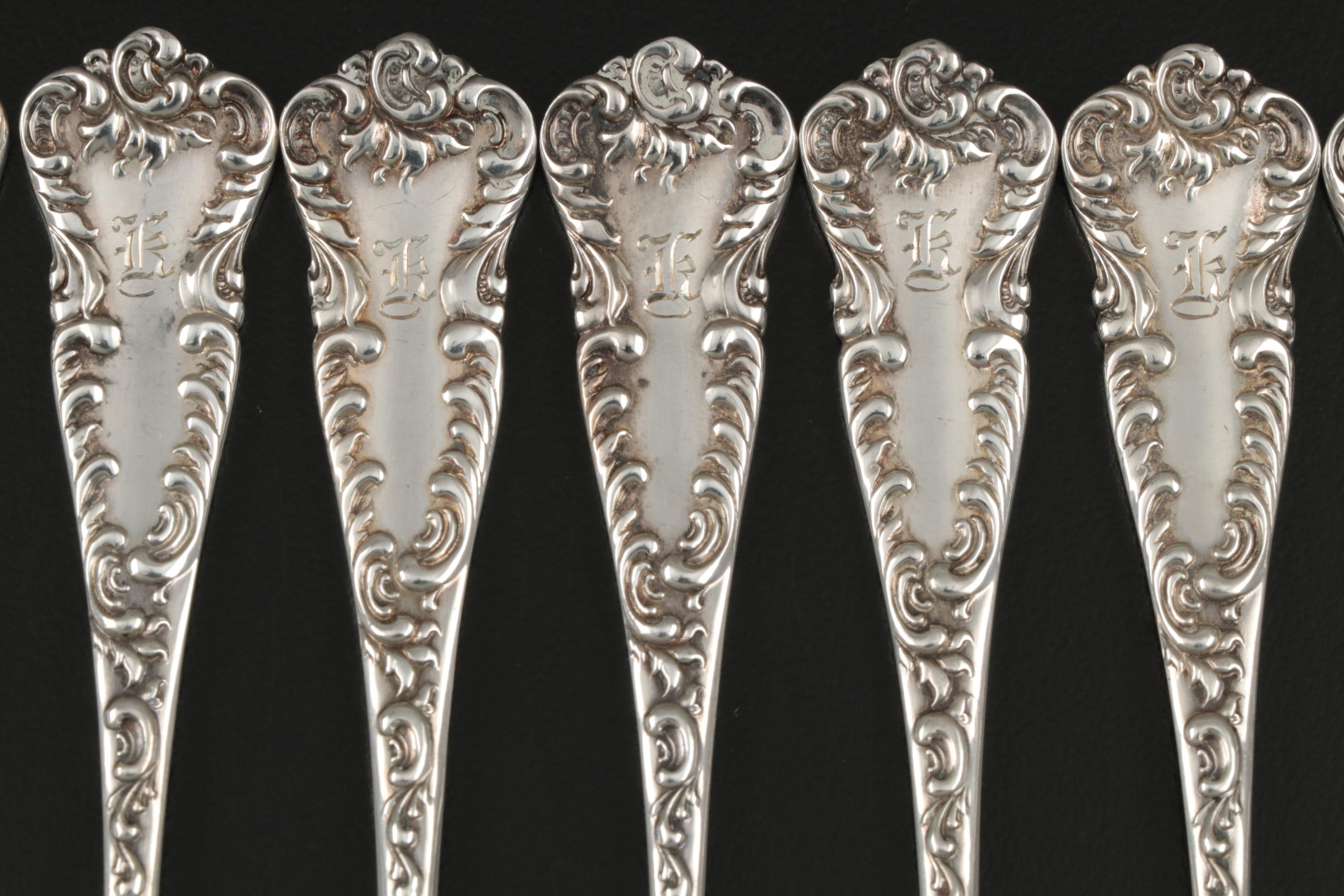 Duhme & Co. Sterling Silver Pastry Forks, Late 19th Century