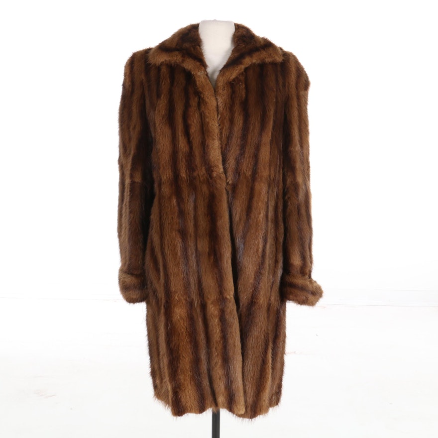 Whiskey Muskrat Fur Coat, Mid-20th Century