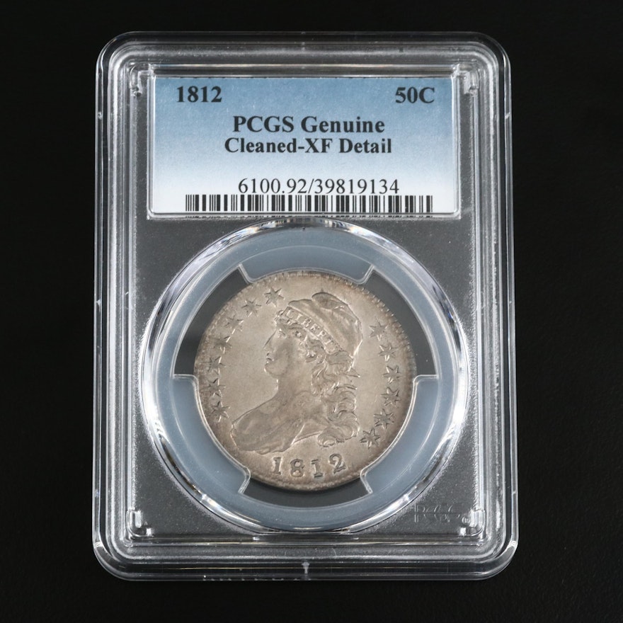 PCGS Genuine XF Detail (Cleaned) 1812 Capped Bust Silver Half Dollar