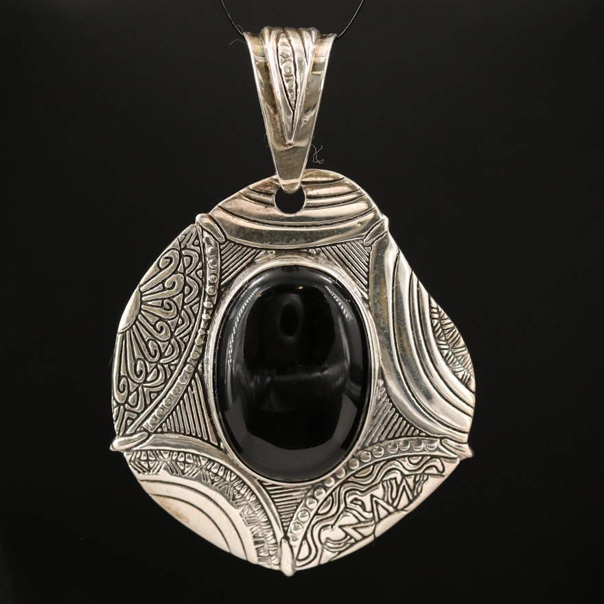 Mexican Sterling Silver Black Onyx Pendant