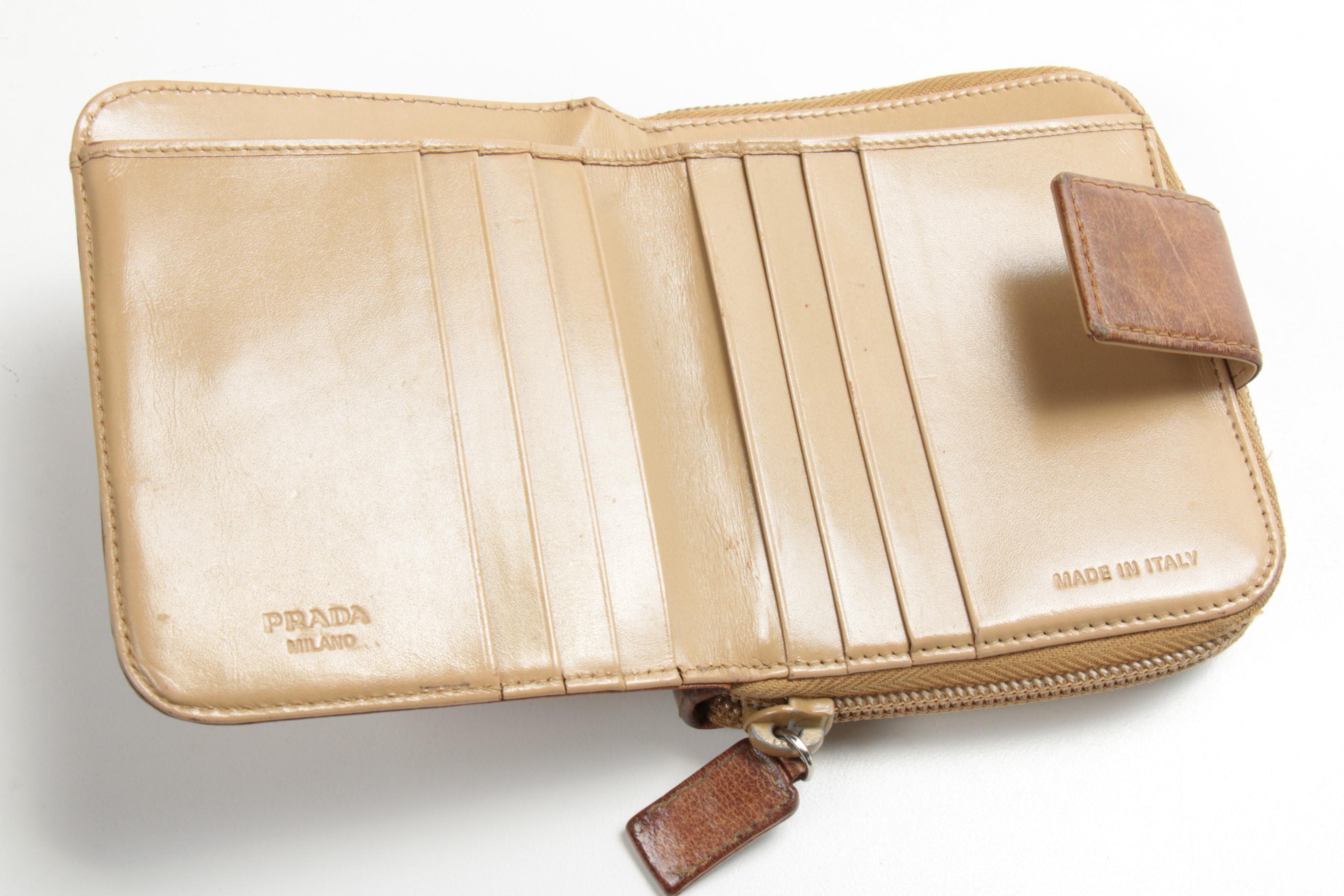 Prada Brown Leather Zip Wallet