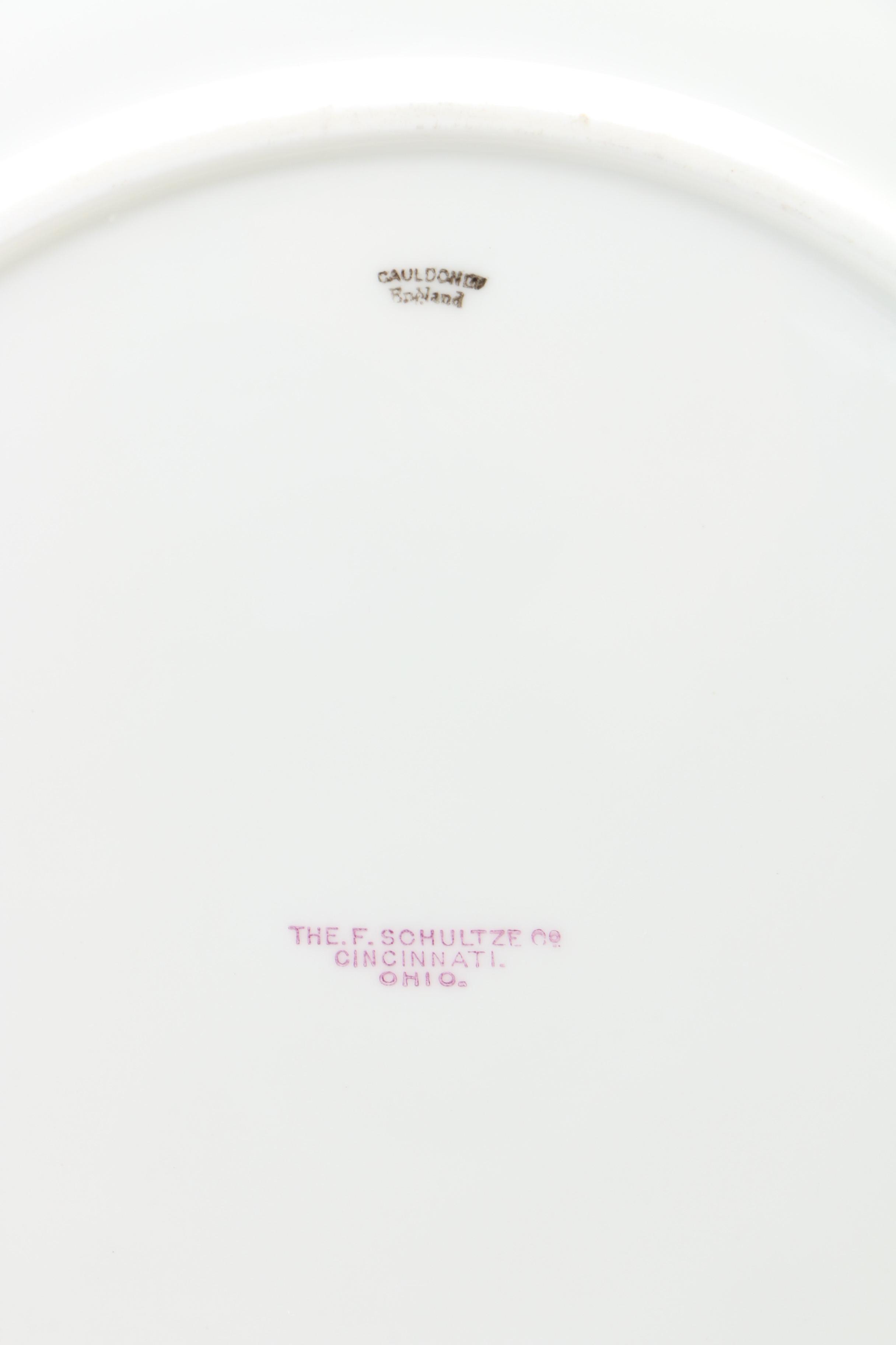 Royal Cauldon for F. Schultze Co. Encrusted Gilt Rim Porcelain Dinnerware