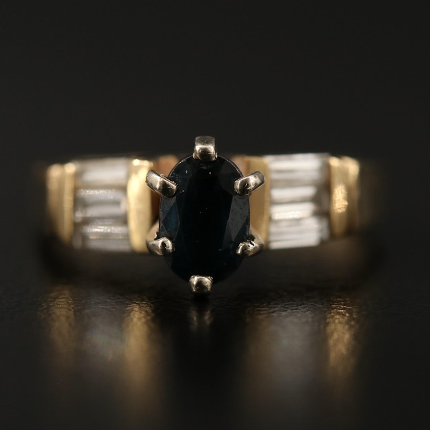 14K Sapphire and Diamond Ring