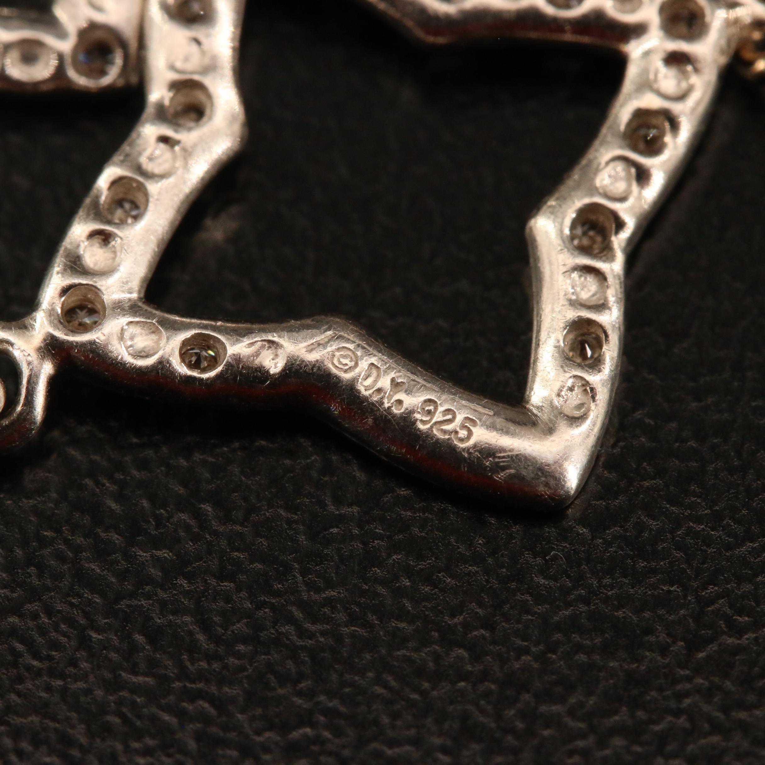 David Yurman Sterling Silver Blue Topaz and Diamond Quatrefoil Earrings