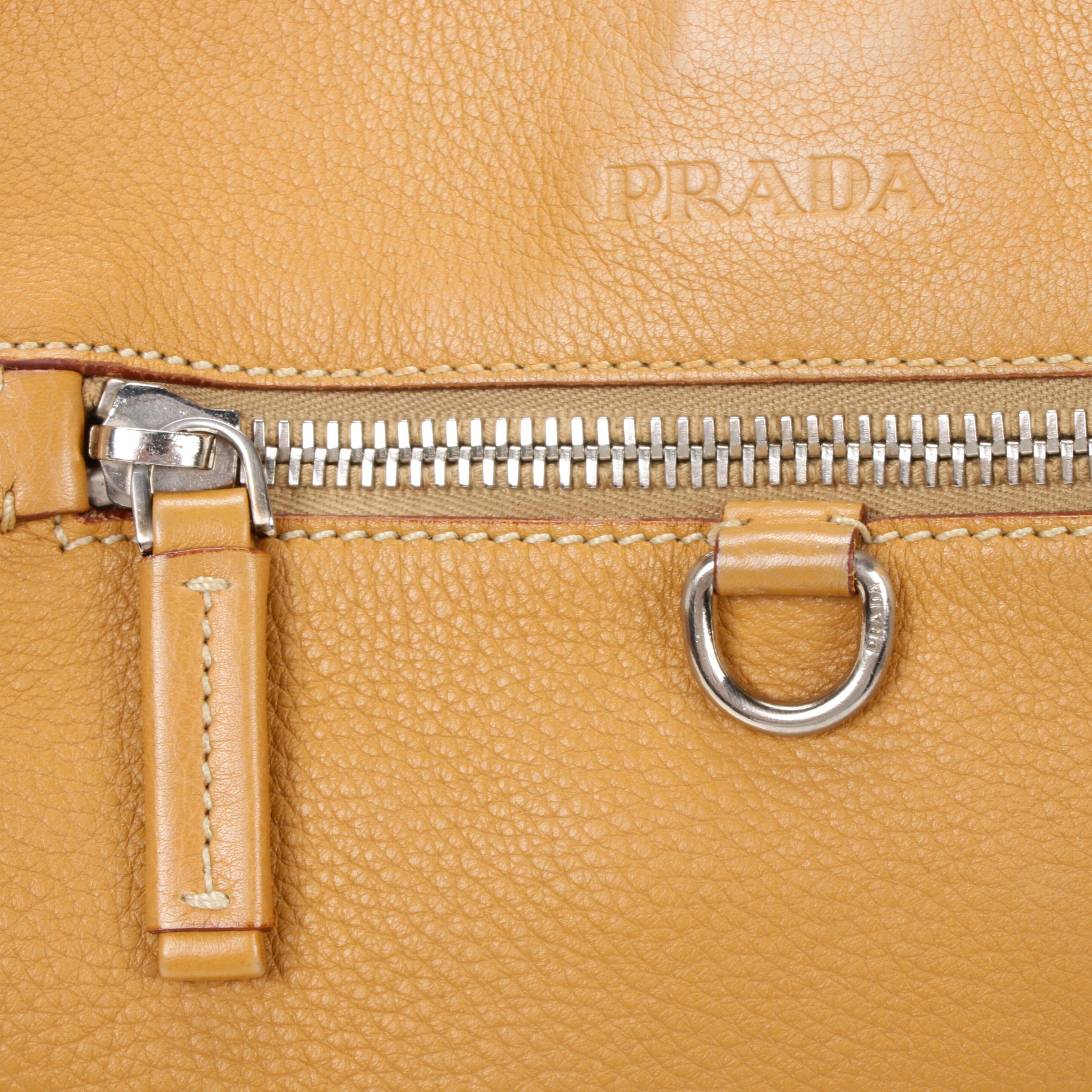 Prada Pebbled Leather Satchel Handbag