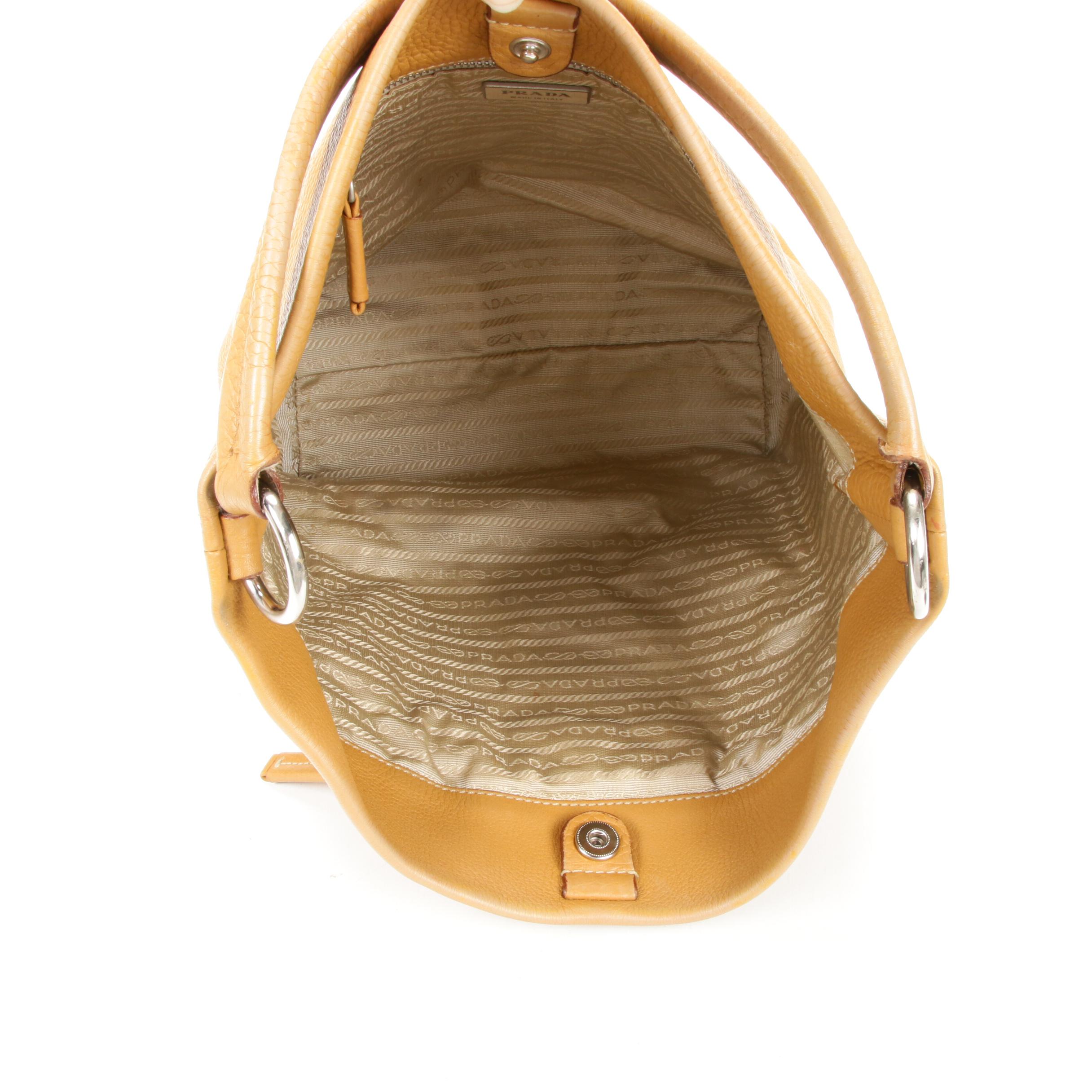 Prada Pebbled Leather Satchel Handbag