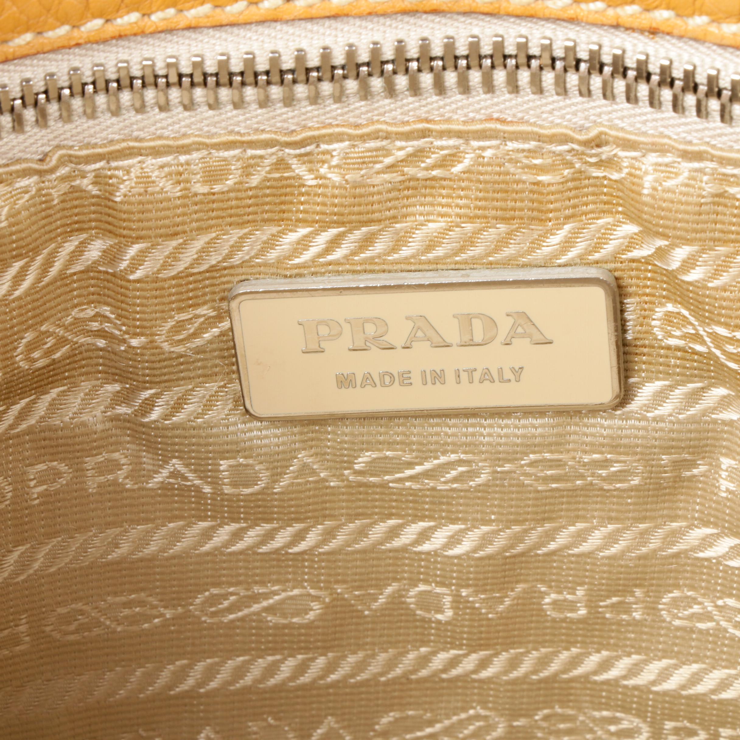Prada Pebbled Leather Satchel Handbag