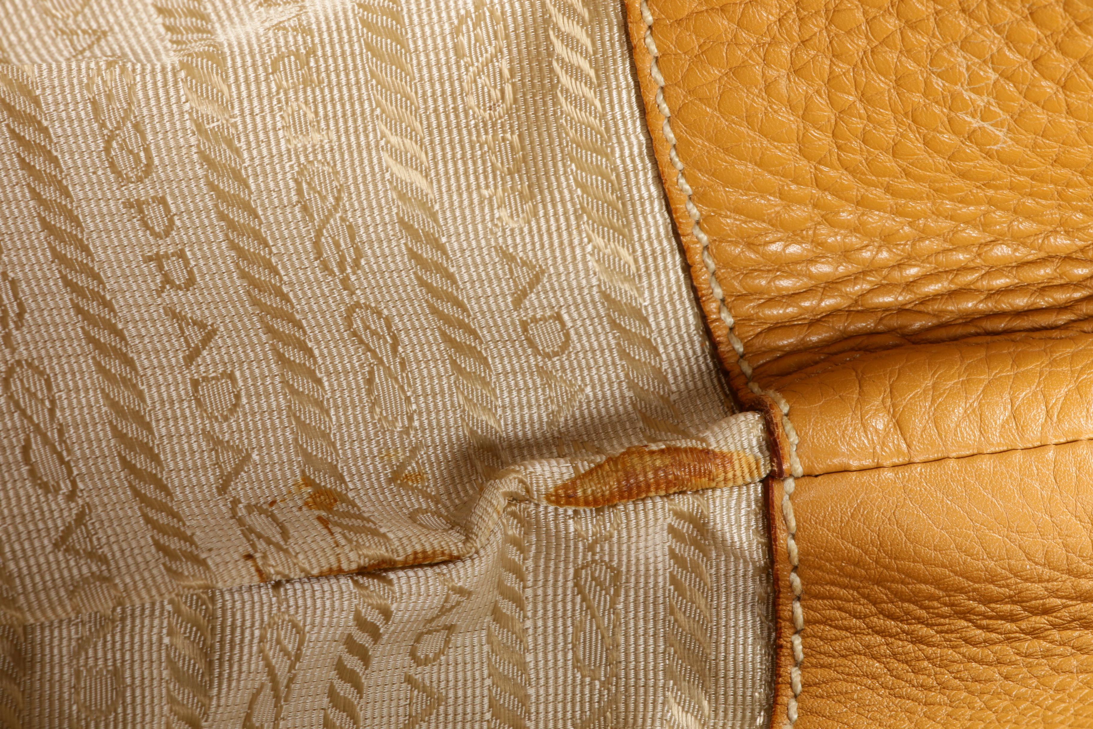 Prada Pebbled Leather Satchel Handbag