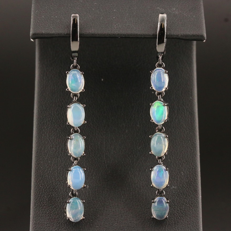 Sterling Silver Opal Dangle Earrings