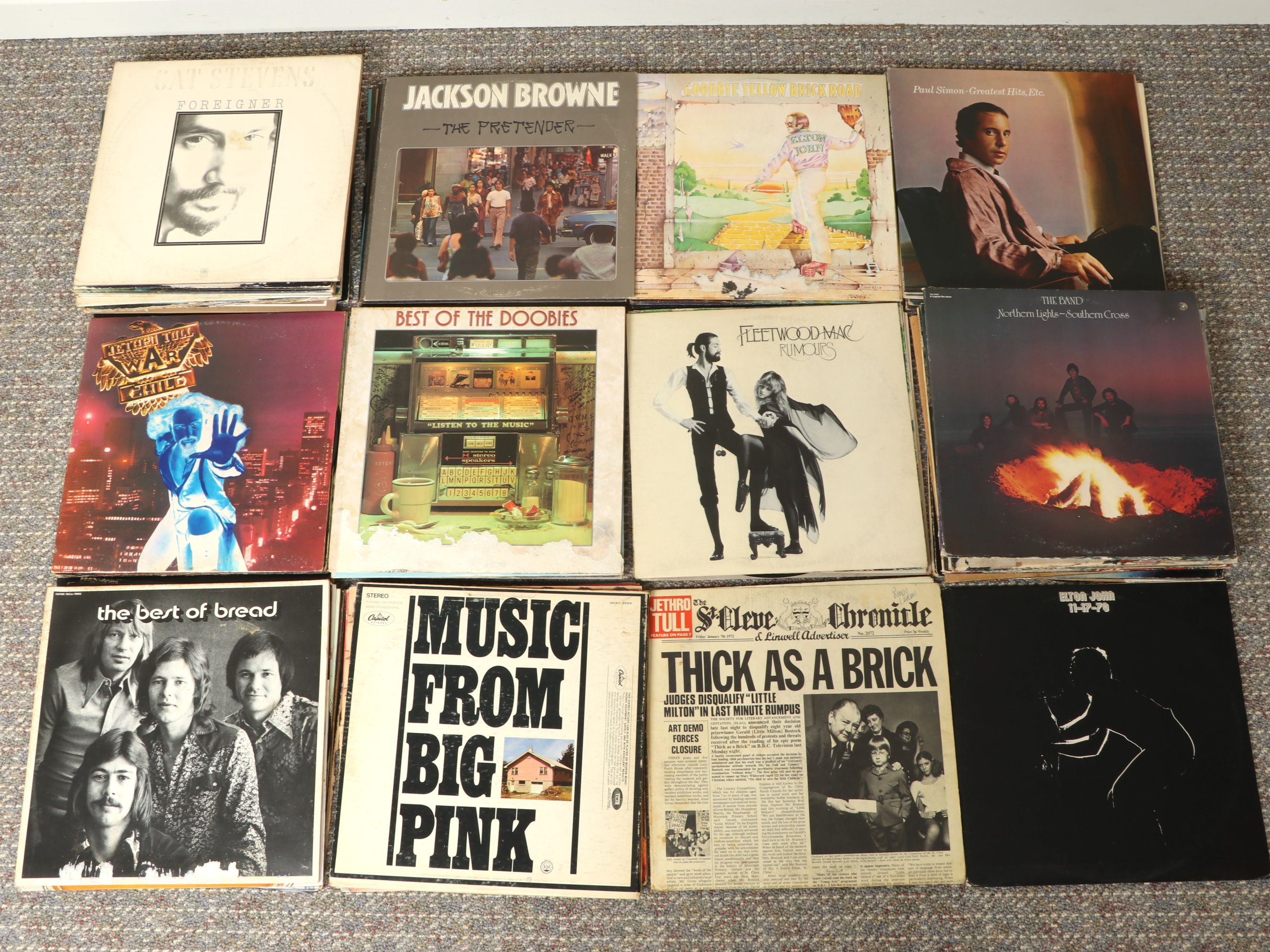 70-80s Rock Vinyl LP Records Featuring Jethro Tull "Thick as a Brick"