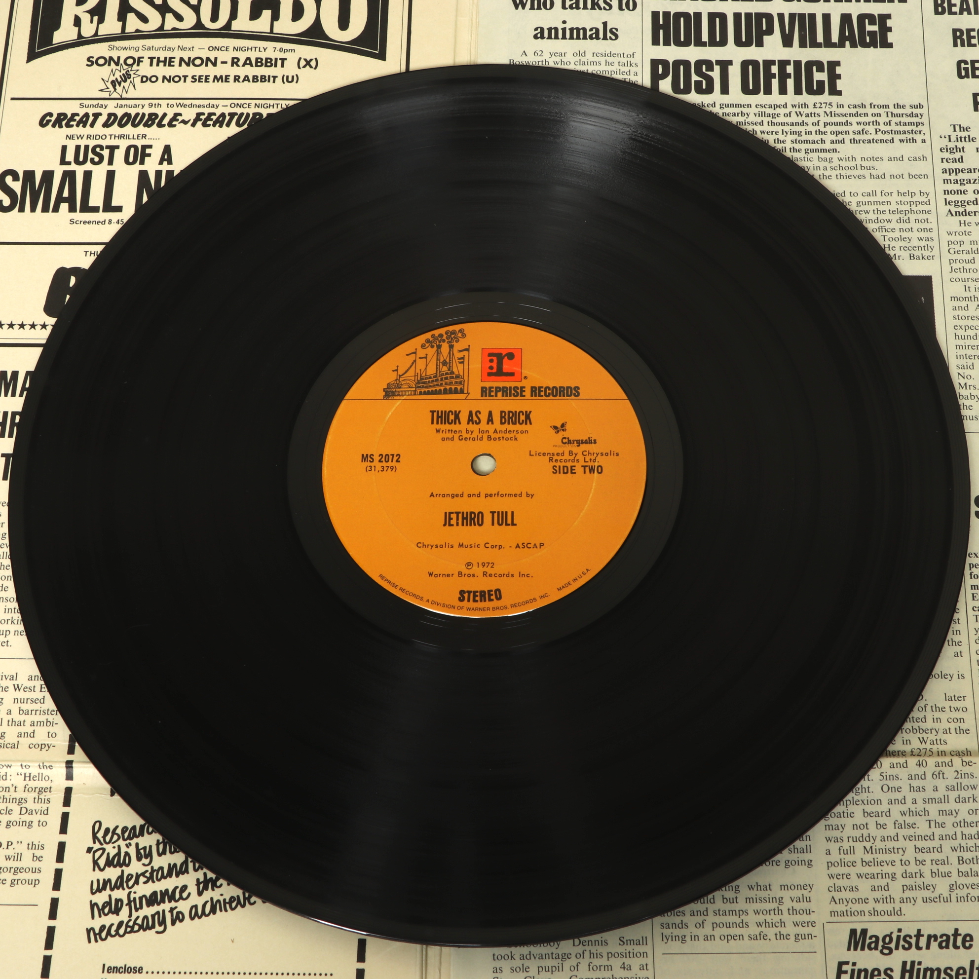 70-80s Rock Vinyl LP Records Featuring Jethro Tull "Thick as a Brick"