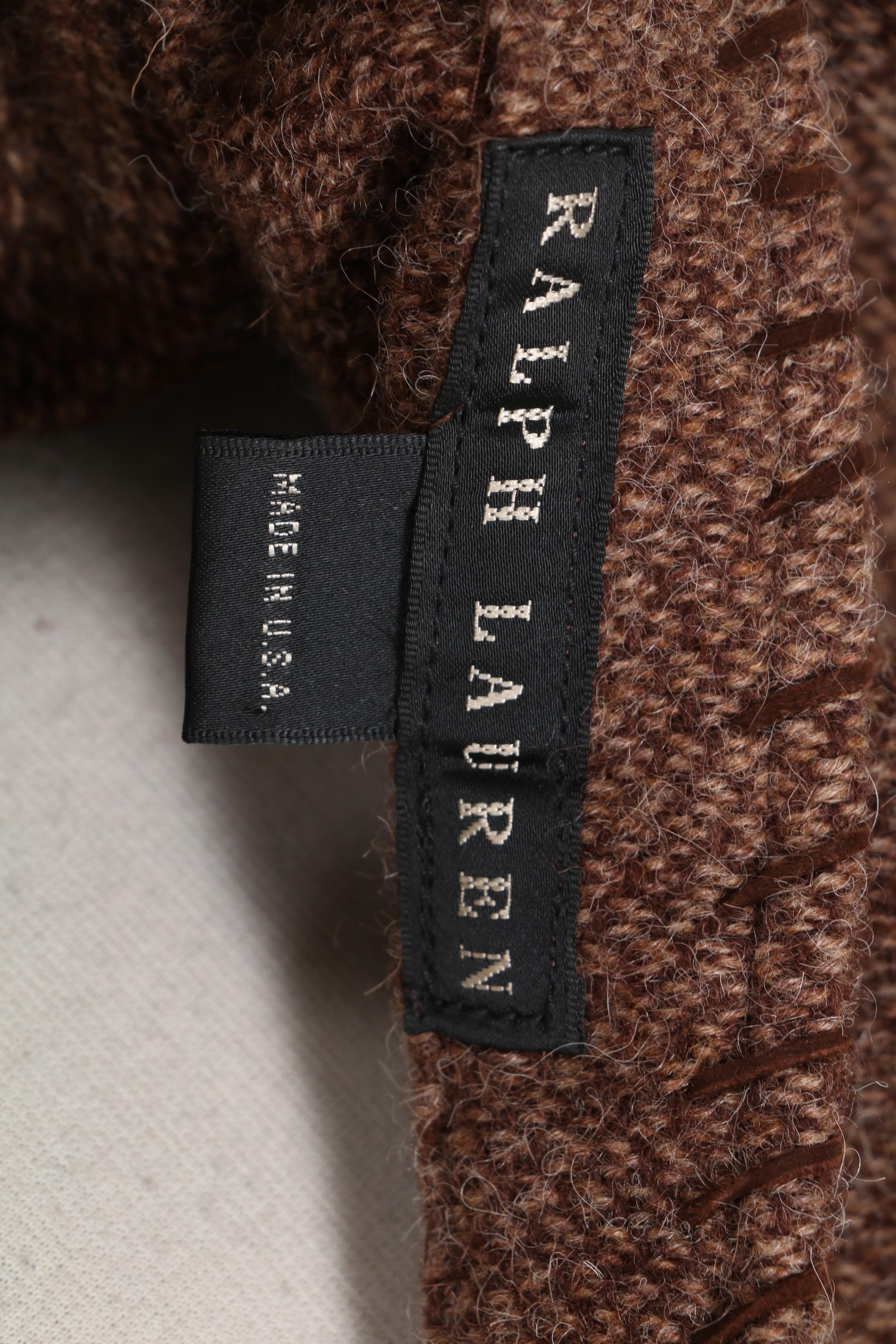 Ralph Lauren Black Label Poncho in Wool/Alpaca Blend Tweed and Suede Fringe
