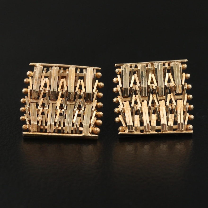 14K Riccio Link Square Earrings