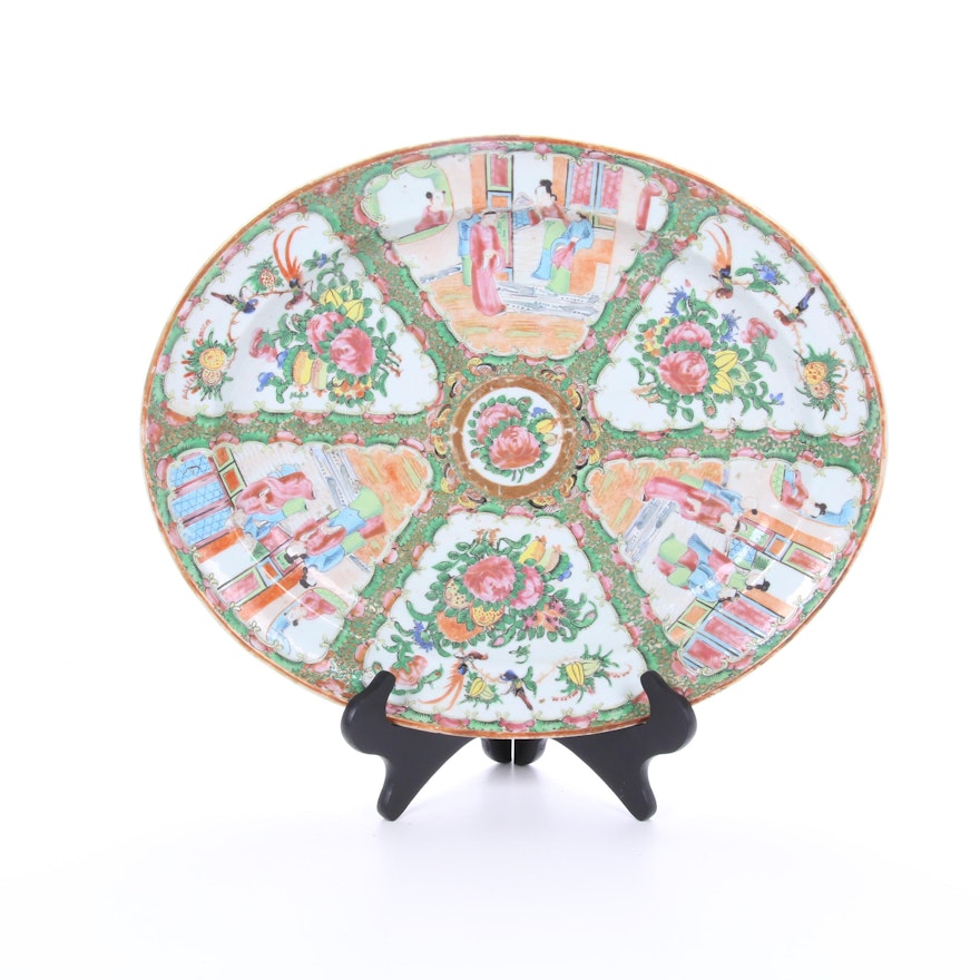 Chinese Hand-Painted Rose Famile Porcelain Platter