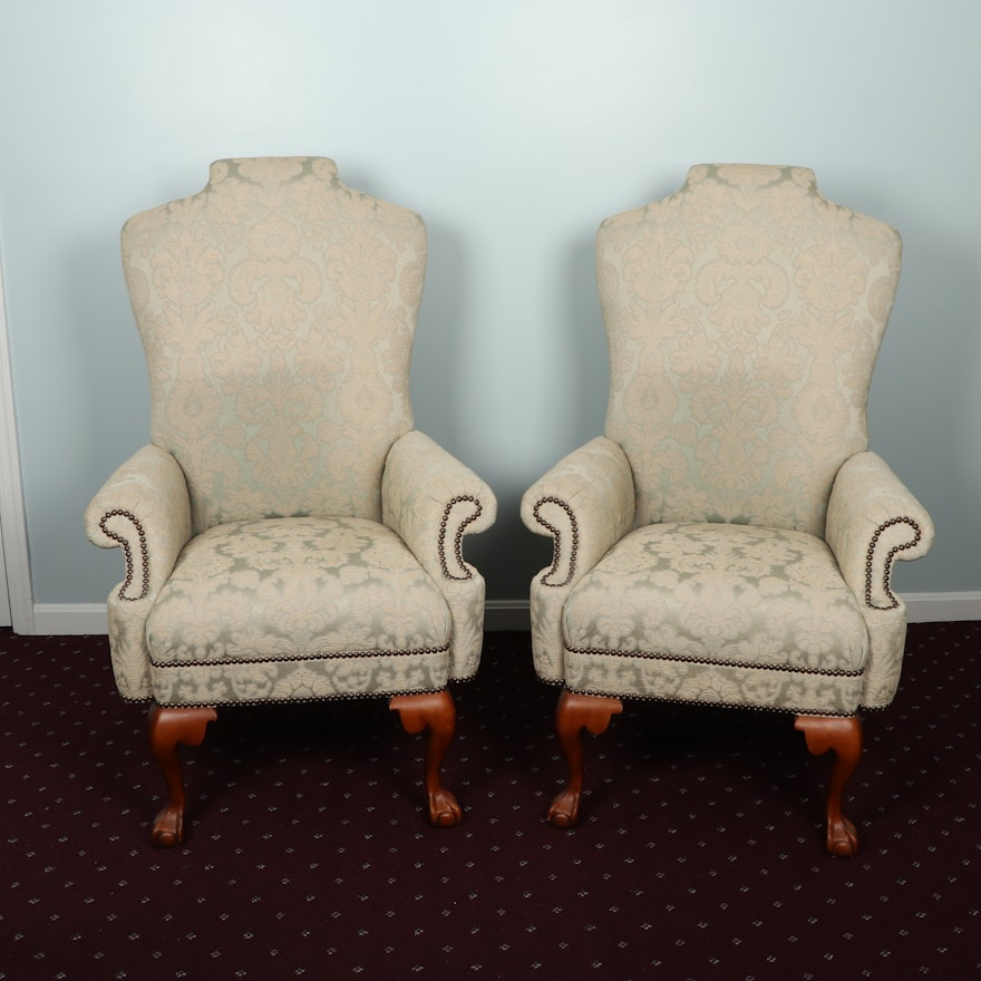 Drexel Heritage Chippendale Style Upholstered Armchairs, Late 20th Century