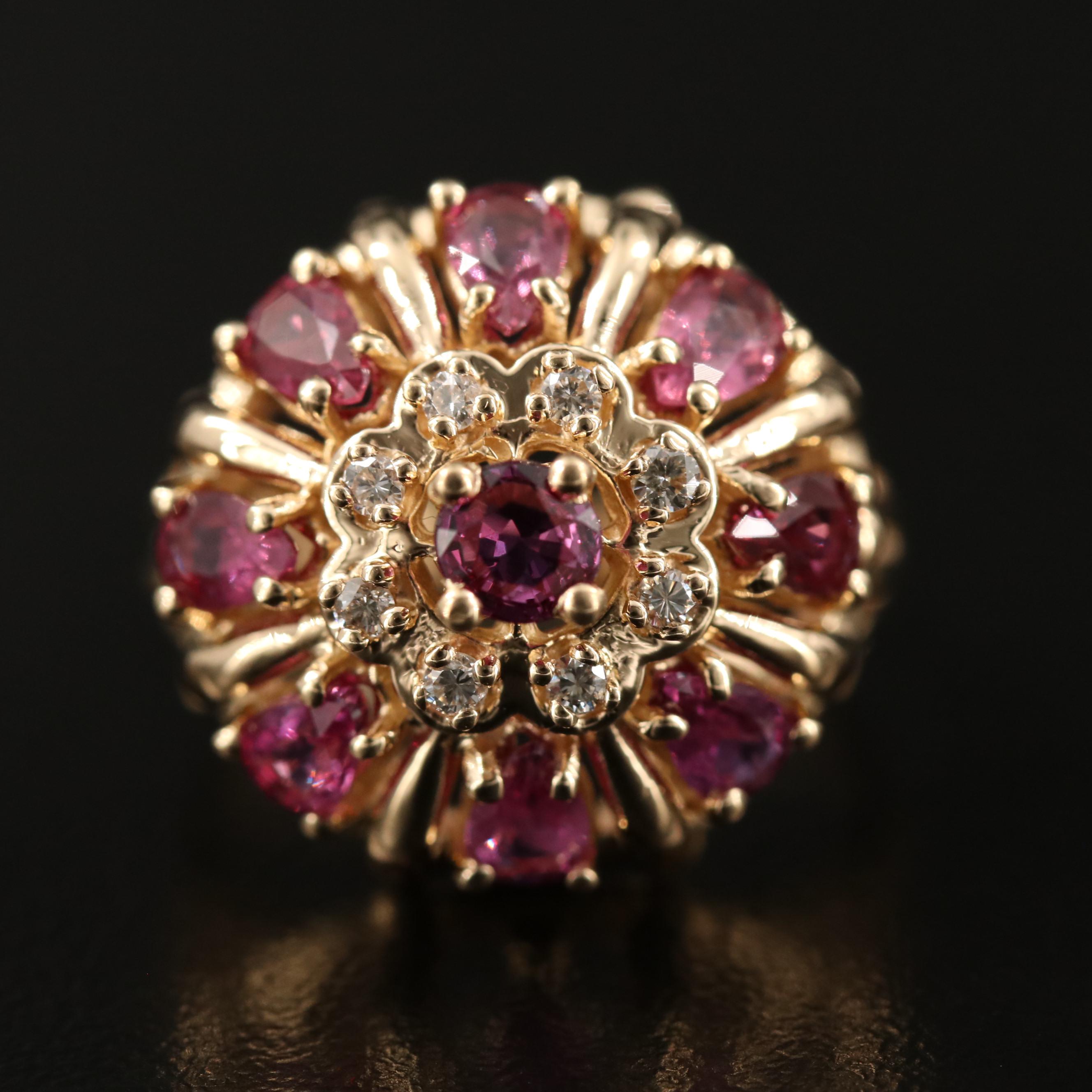 Vintage Franklin Mint Ruby and Diamond Bombé Ring