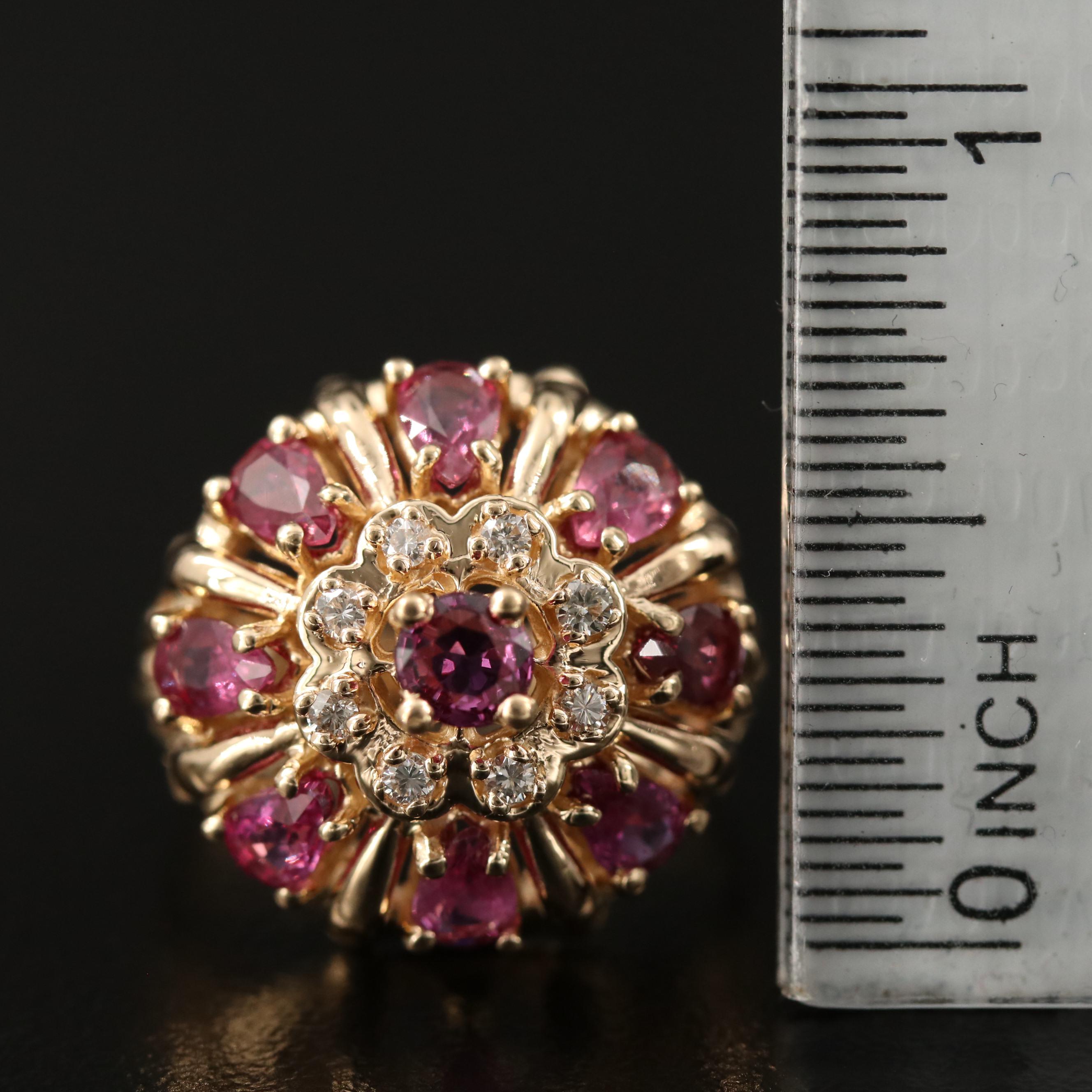 Vintage Franklin Mint Ruby and Diamond Bombé Ring