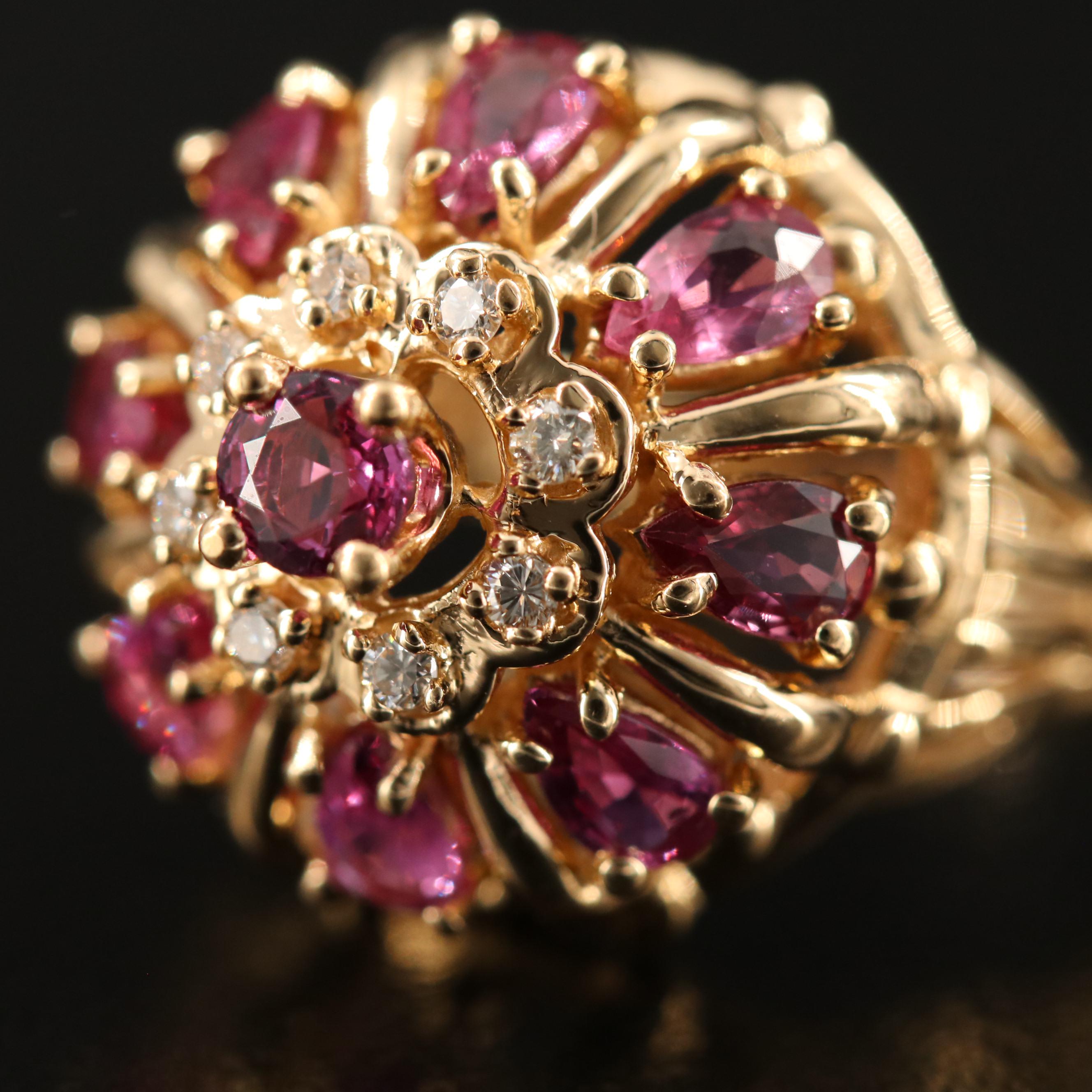Vintage Franklin Mint Ruby and Diamond Bombé Ring