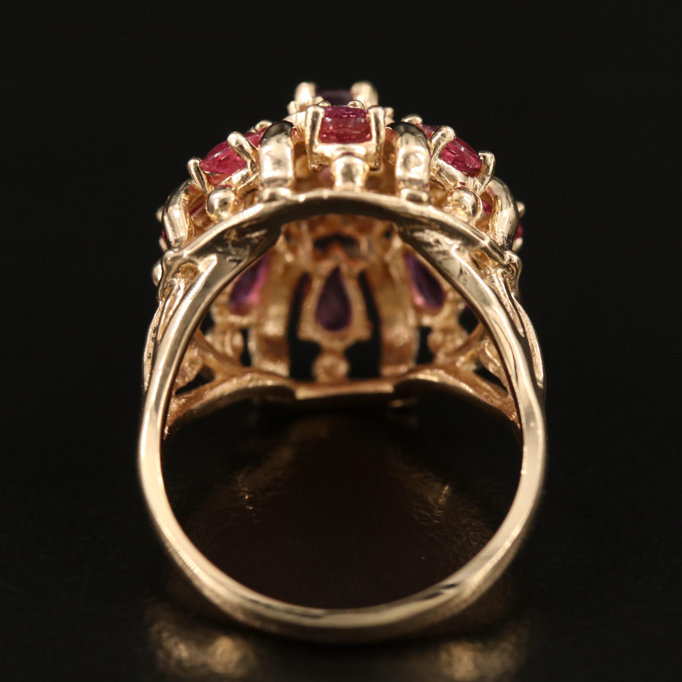 Vintage Franklin Mint Ruby and Diamond Bombé Ring