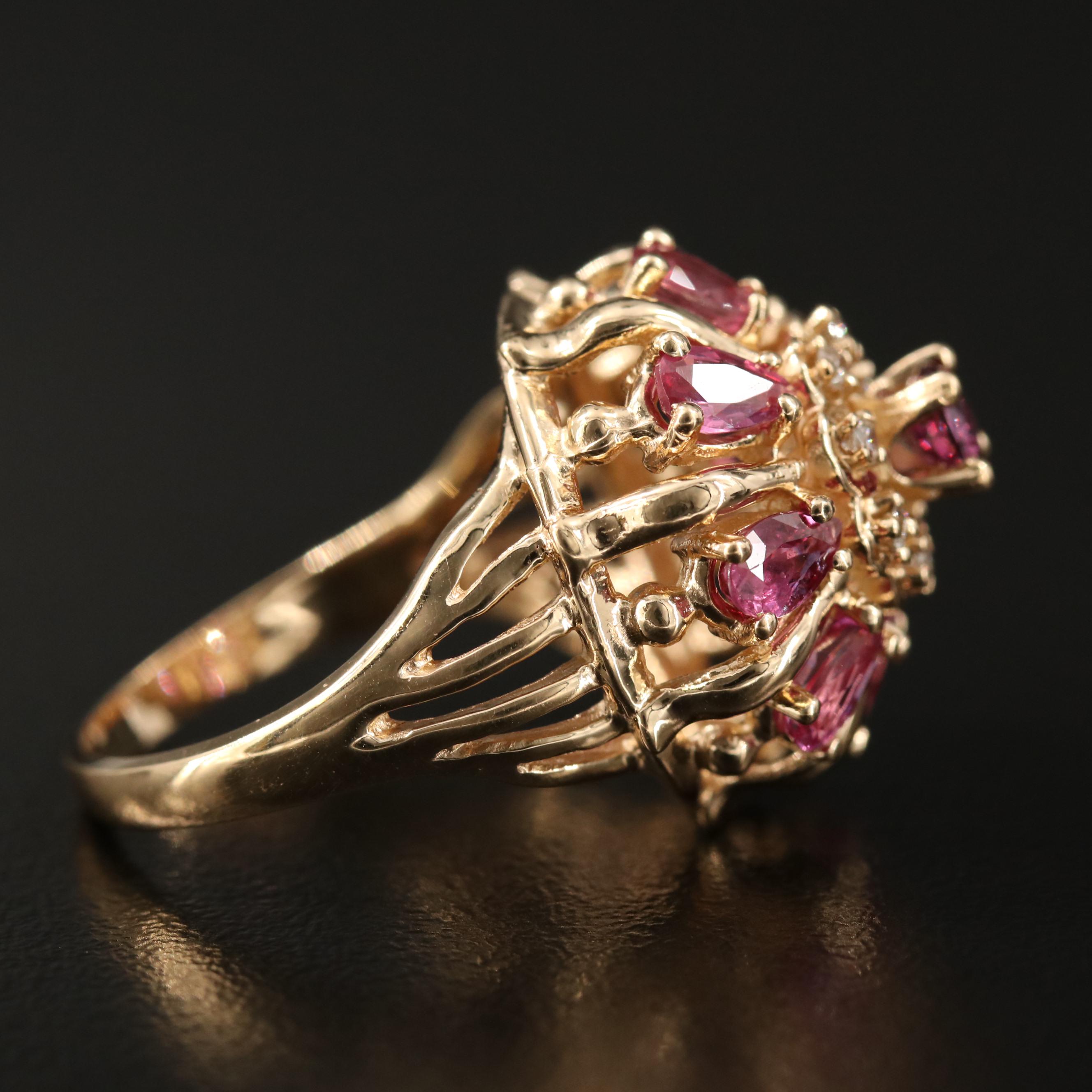 Vintage Franklin Mint Ruby and Diamond Bombé Ring