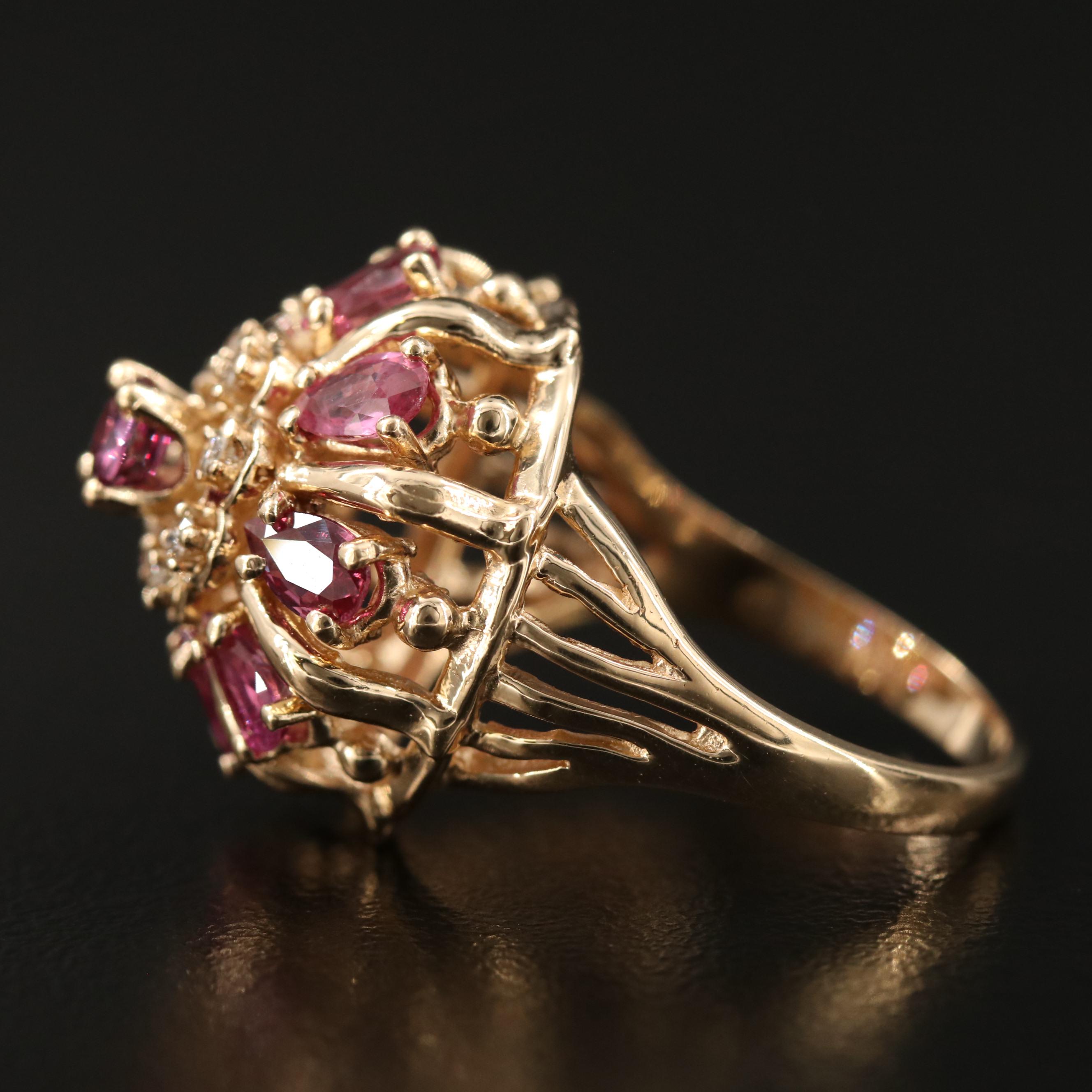 Vintage Franklin Mint Ruby and Diamond Bombé Ring