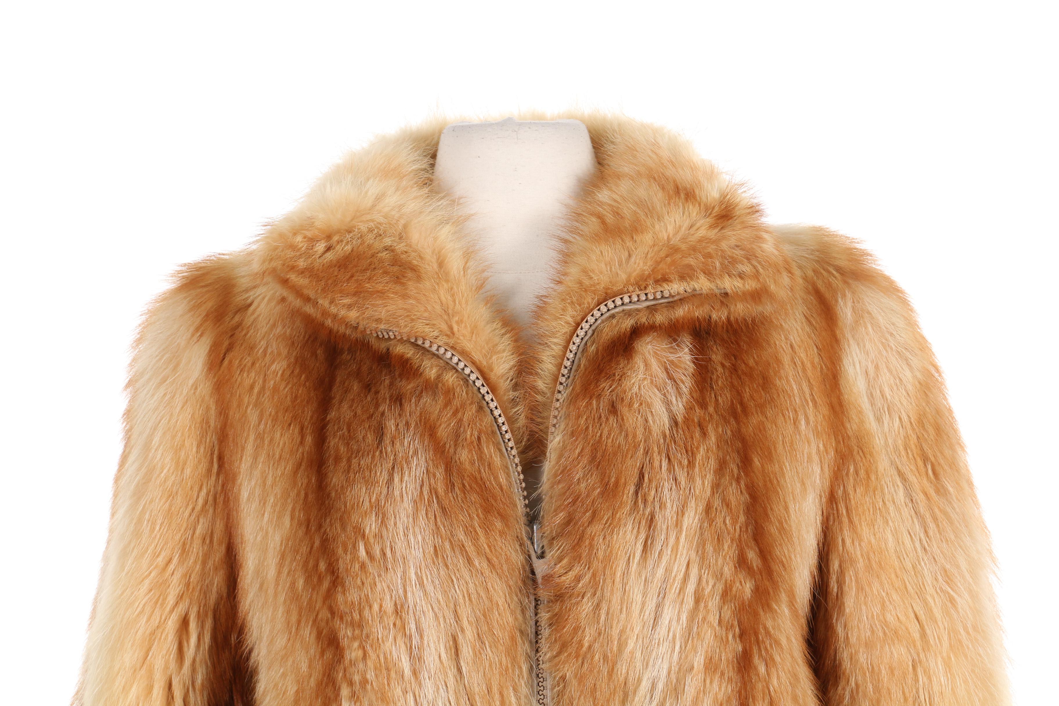 Red Fox Fur Zip-Front Jacket, Vintage