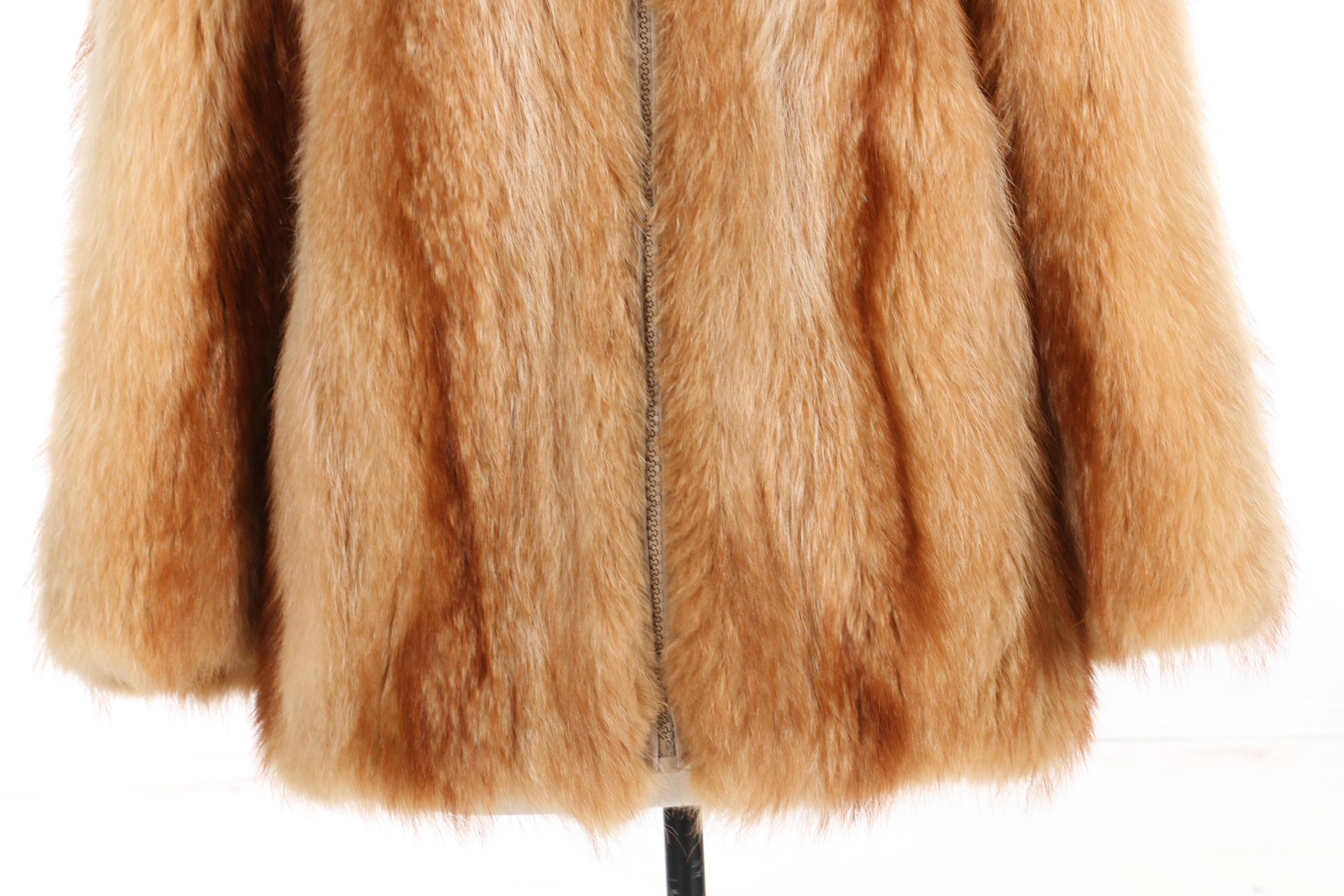 Red Fox Fur Zip-Front Jacket, Vintage