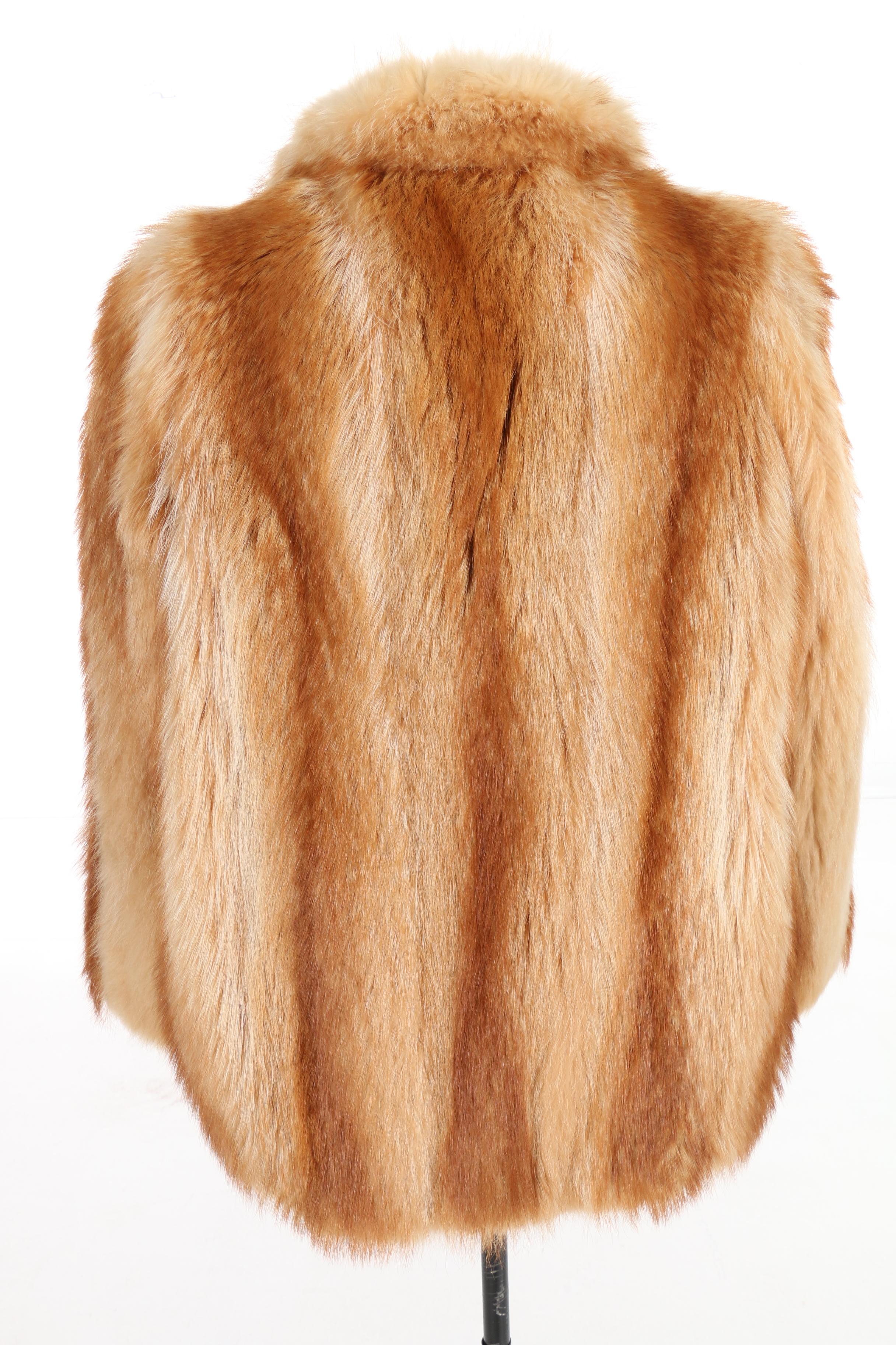 Red Fox Fur Zip-Front Jacket, Vintage
